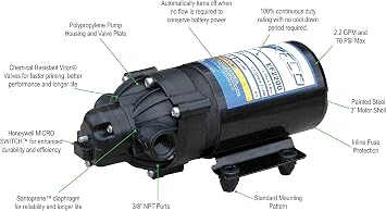 Everflo 12V On-Demand Diaphragm Pump - 2.2GPM, 70 PSI, 3/8