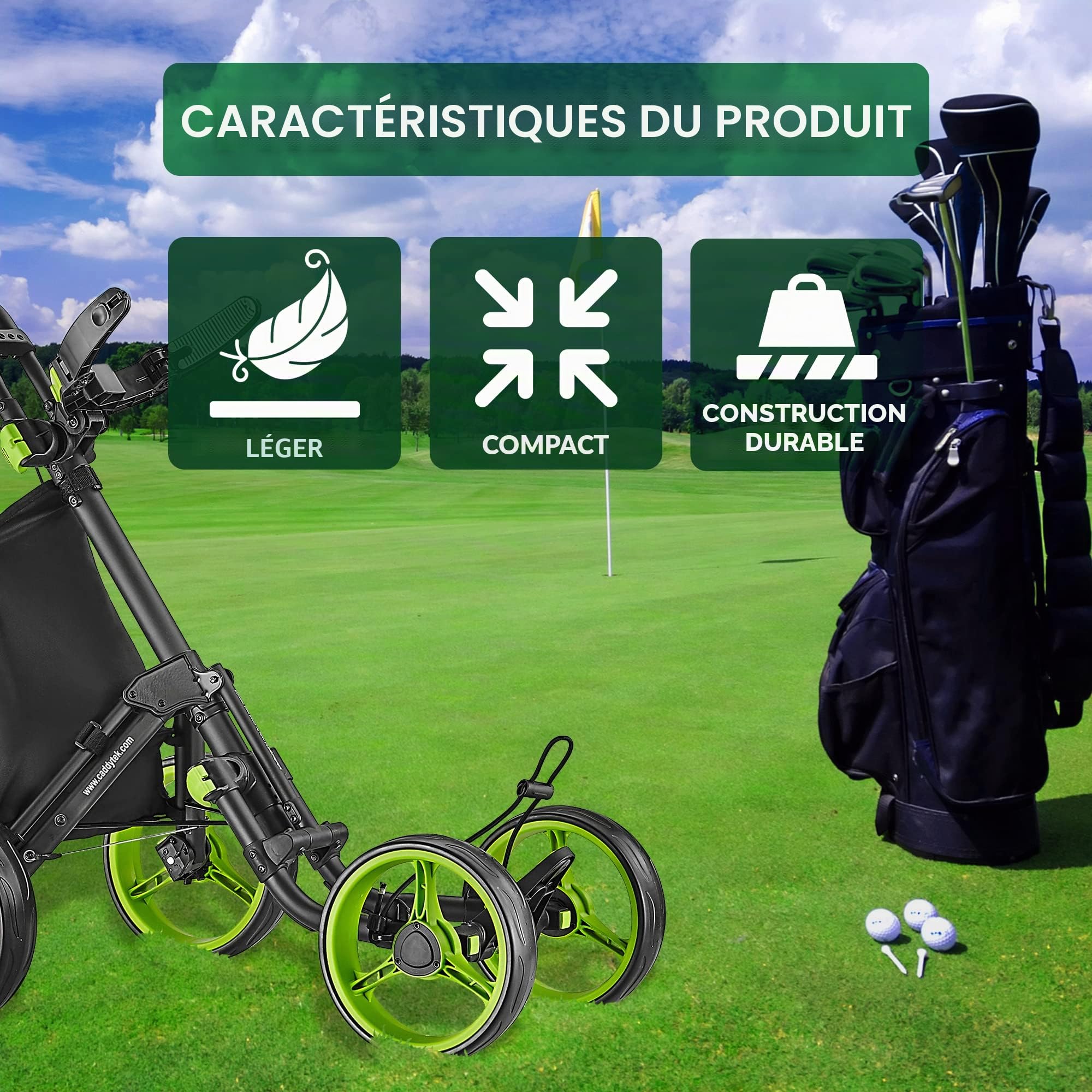 CaddyTek - Chariot de Golf Ultra léger à 4 Roues Explorer V8