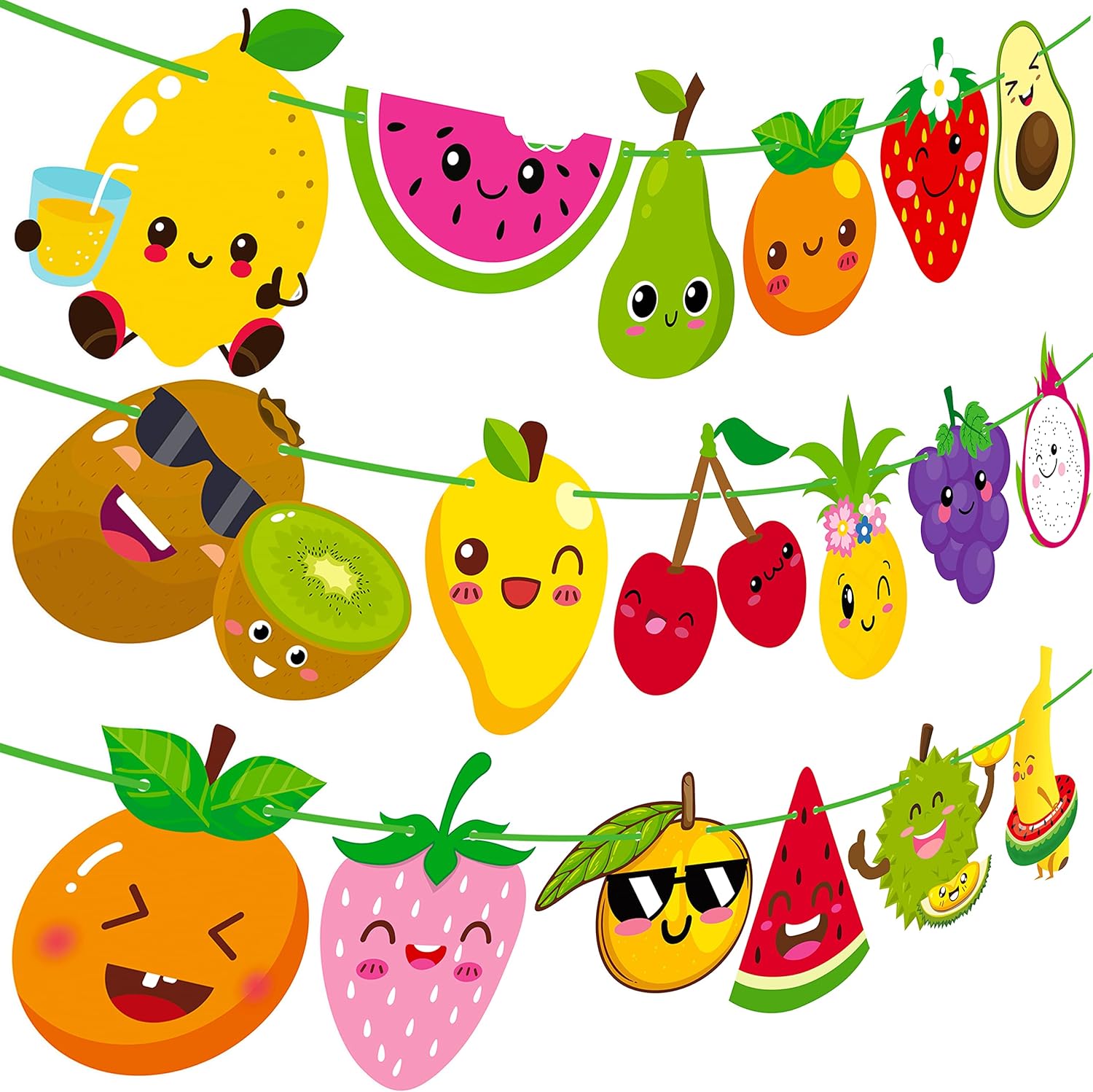 Fruit Theme Birthday Party Decorations Twotti Frutti Party Banner Cute Fruit with Smiling Face Patterns Garland for Summer Fruit Birthday Party Baby Shower Supplies - Image 2