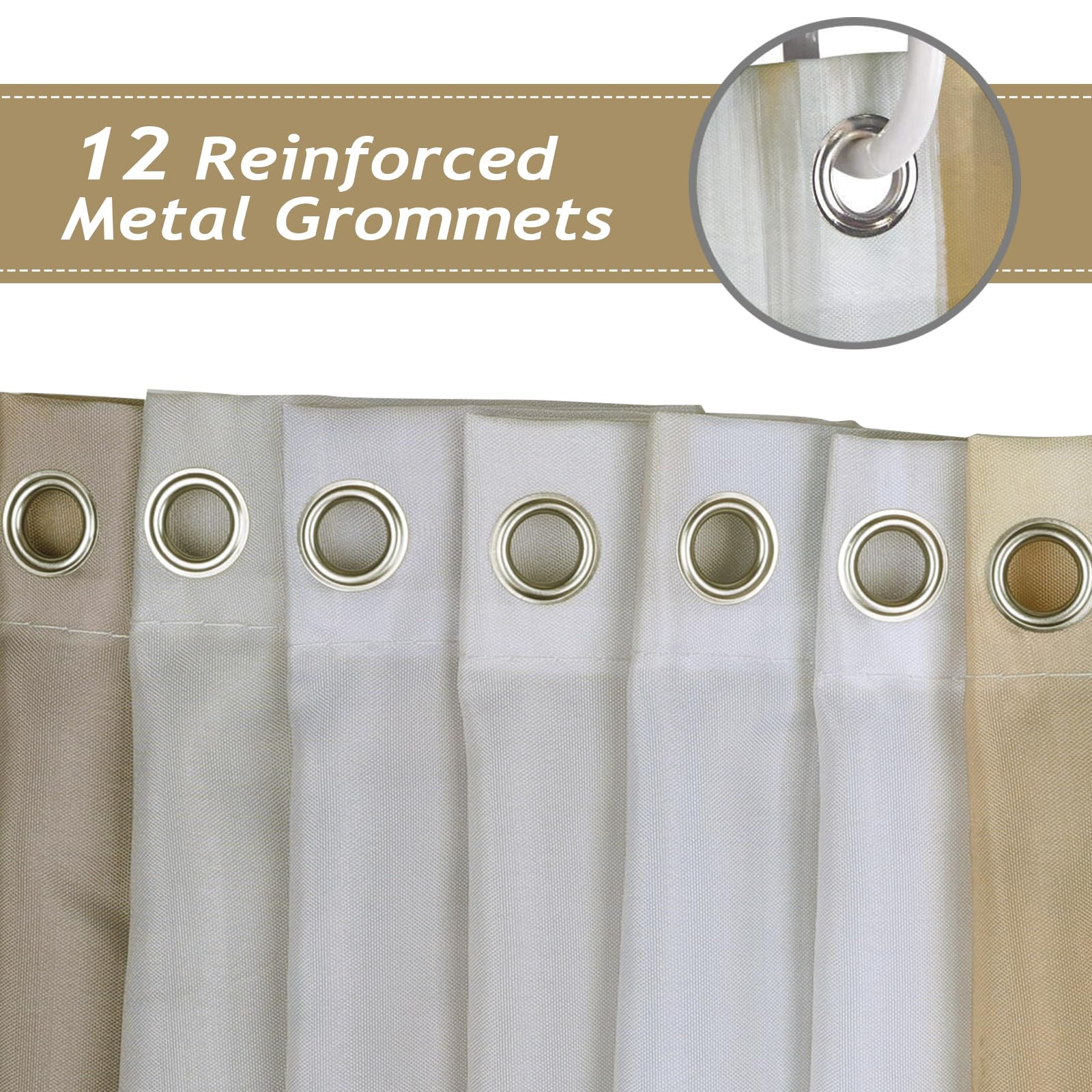 Bonhause Grey Gold Marble Shower Curtain - Waterproof Polyester, 72x72 Inches, Modern Abstract Bathroom Decor With Hooks