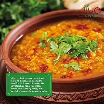 Jiva Organics Organic Masoor Dal 2 Pound Bag (Split Red Lentils) - Non-GMO, Pure & Natural