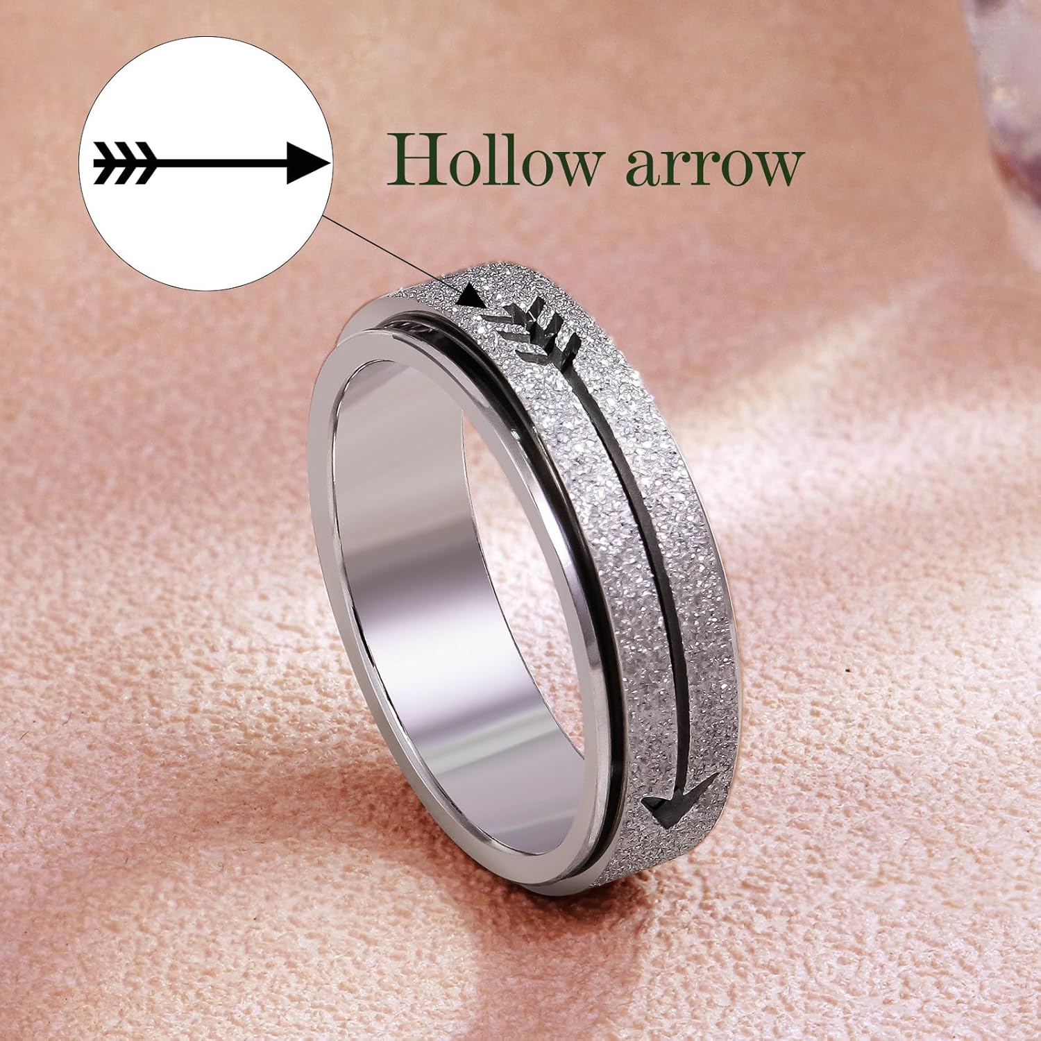 Fidget Spinner Ring for Women - THIS TOO SHALL PASS Stainless Steel 18K Gold Plated Anxiety Rotating Inspirational Ring for Stress Relief, Thumb Hope Rings Jewelry Gift for Women Men - Image 4