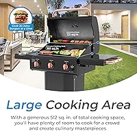 Vista 2 de Kenmore - Parrilla de gas de 3 quemadores Mesas laterales plegables, parrillas de cocción de hierro fundido, rejilla para calentar, ganchos