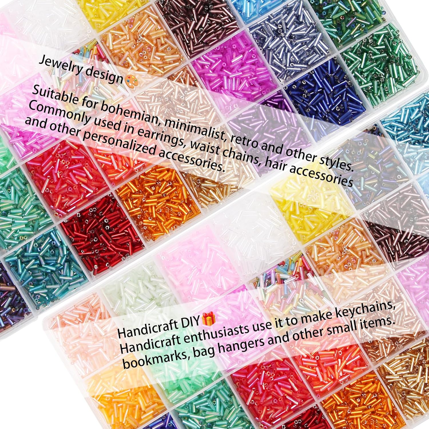 EuTengHao 9600Pcs Tube Beads Kit 7mm Glass Bugle Seed Beads for Jewelry Making Embroidery & Home Decoration (32 Vibrant Colors) - Image 7