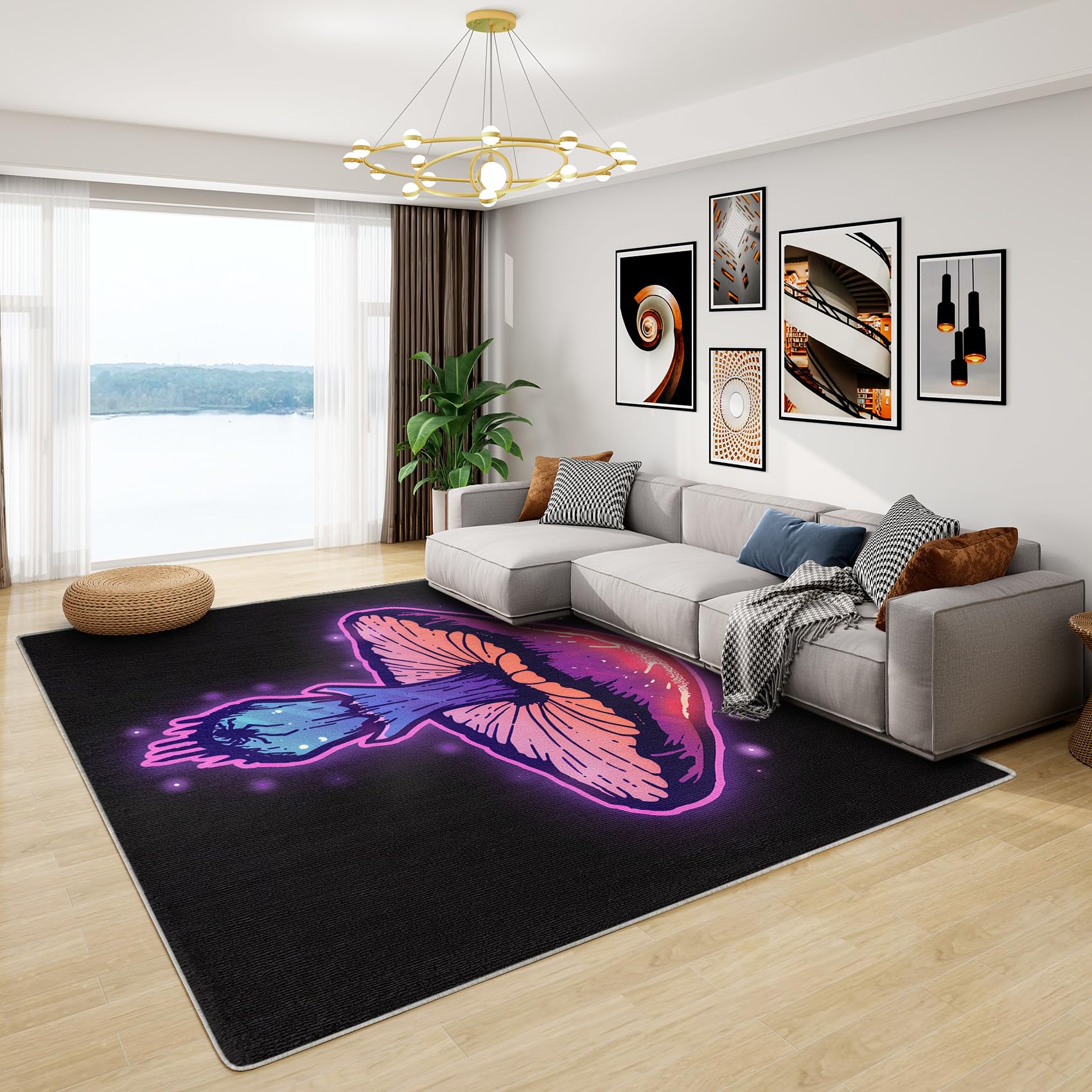 Psychedelic Mushroom Gifts - Trippy Rug, Magic Mushroom Neon Rugs for Living Room Bedroom, Washable Non Slip Soft Small Carpet, Patterned Area Rugs & Home Decor 60x90 cm