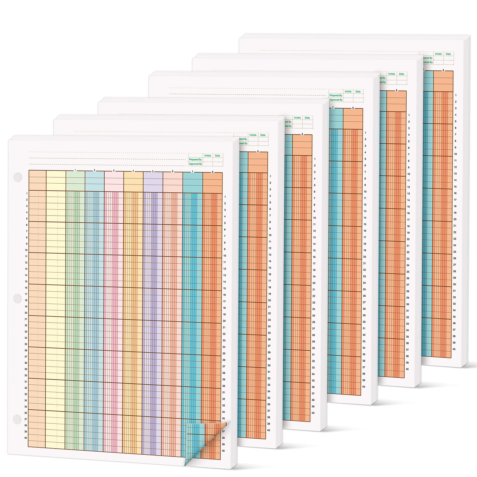 gisgfim 6 blocchetti da 300 fogli per analisi colonnare, punzonatura a 3 fori, libro contabile 20,5 x 28,5 cm, blocco di carta a doppia pagina, blocchi colonnari per contabilità aziendale e dati (8