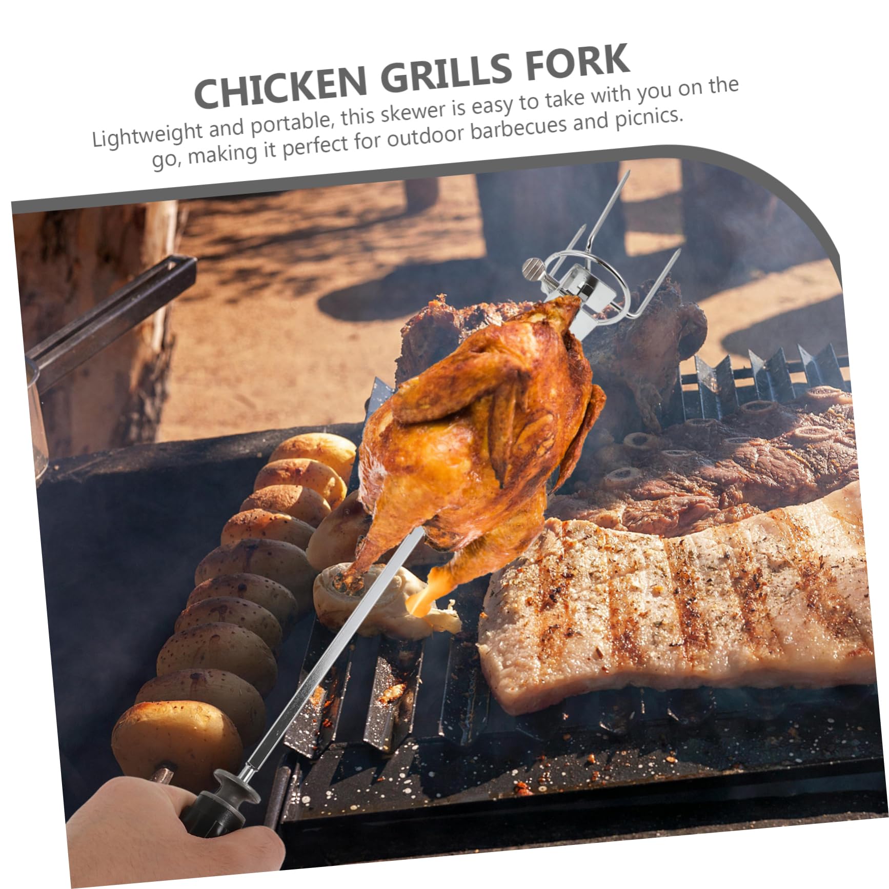 BESPORTBLE 1set Roast Chicken Forks Handle for Outdoor Bbq and Air Fryer Grilling Meat Forks for Easy Carving and Serving