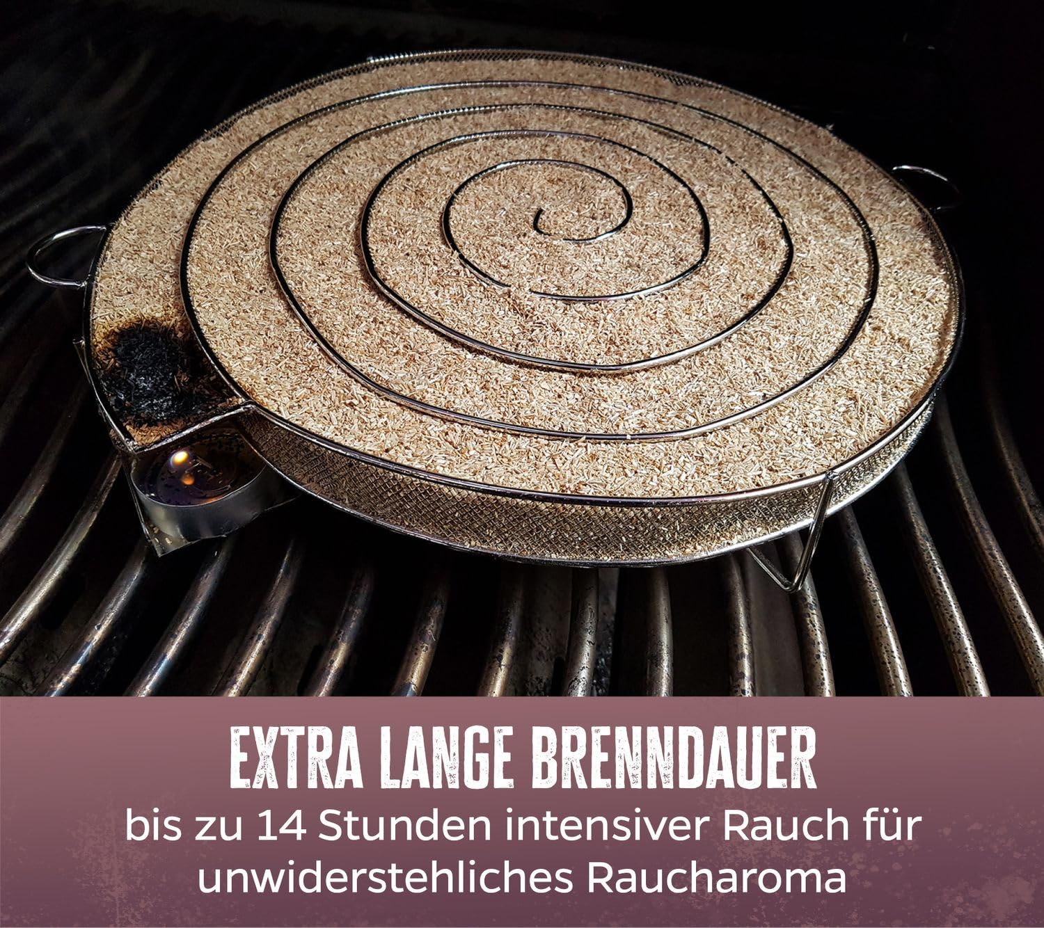 Grillfürst Kaltrauchgenerator - Rauchschnecke aus Edelstahl, runder Kaltraucherzeuger für Gas- und Kohlegrill sowie Räucherofen, XXL ø 31 cm