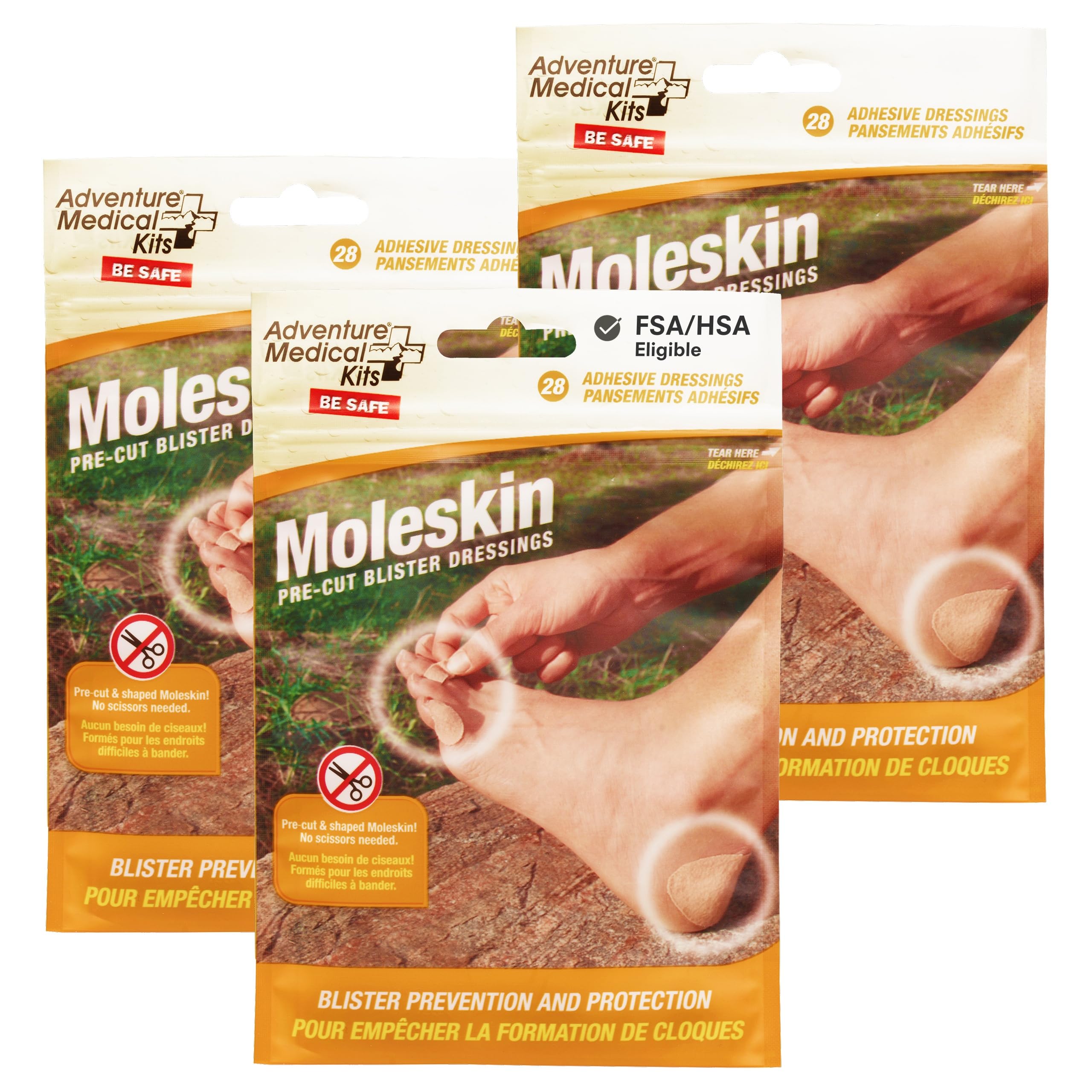 Adventure Medical Kits Moleskin, Pre-Cut and Shaped, 3 Pack