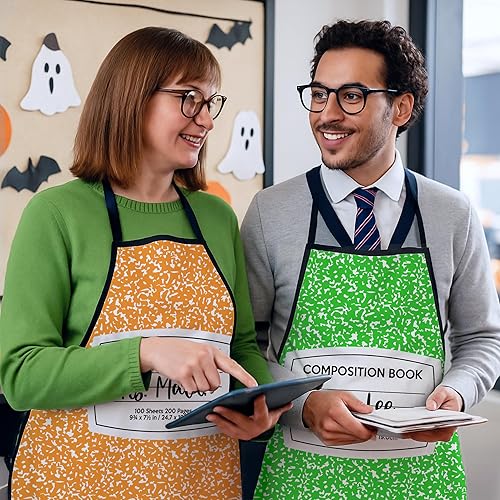 Miniatura 8 de Delantal de disfraces de Halloween para grupo, delantal de libro personalizado con nombre para profesor, regalo de fiesta de Halloween para mujeres