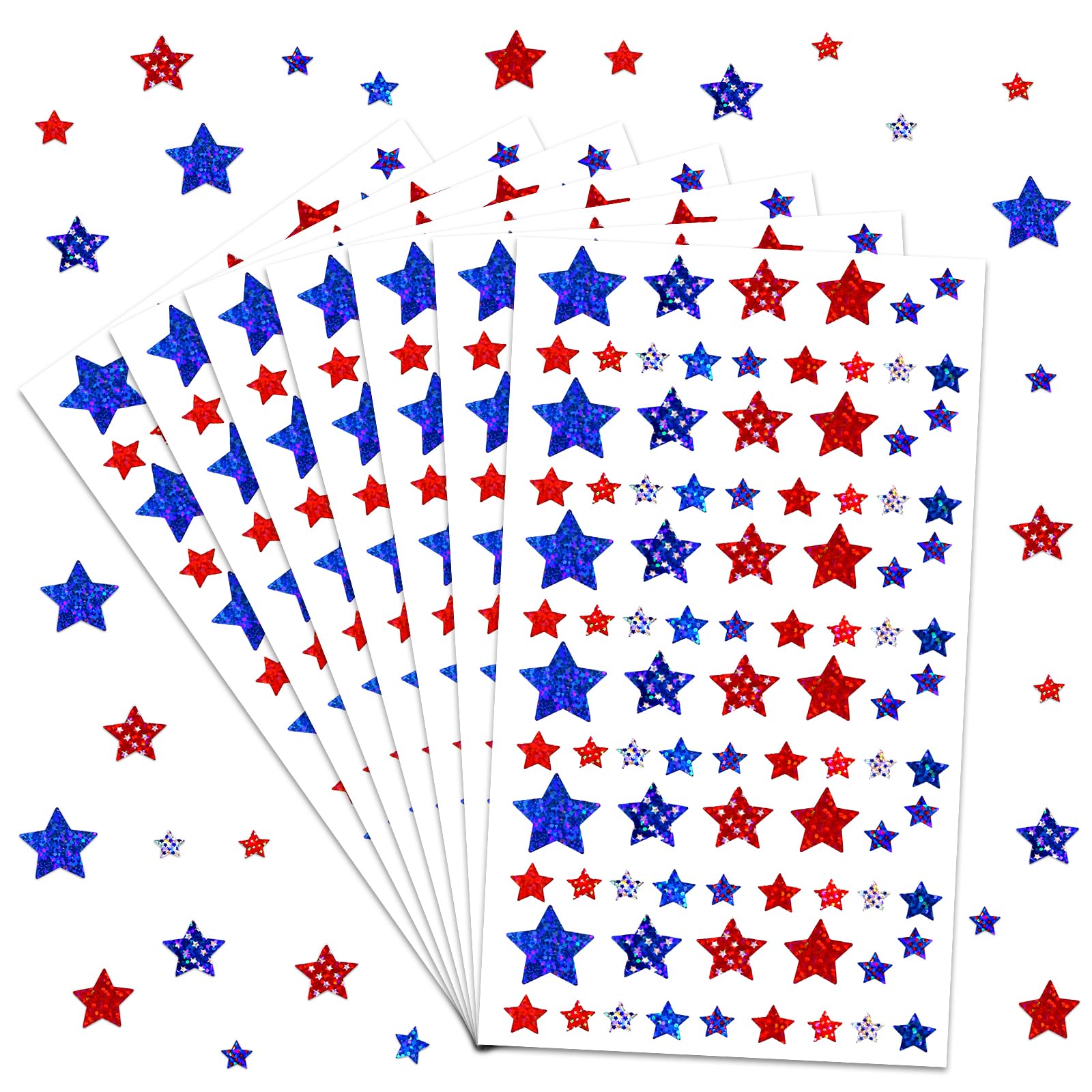 1440 Pieces Star Stickers for for Boys Girls, Self-Adhesive Foil Star Metallic Stickers for Incentive Chart Red White Blue Patriotic Star Stickers for DIY Crafts Scrapbooking School Office Supplies