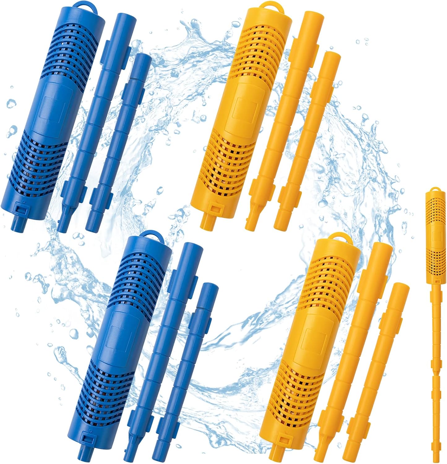 4 Pack Spa in-Filter Mineral Sticks Parts Cartridge Sticks for Hot Tub Spa Swimming Pool Fish Pond Filter Cartridge, Last for 4 Months (Blue & Yellow)