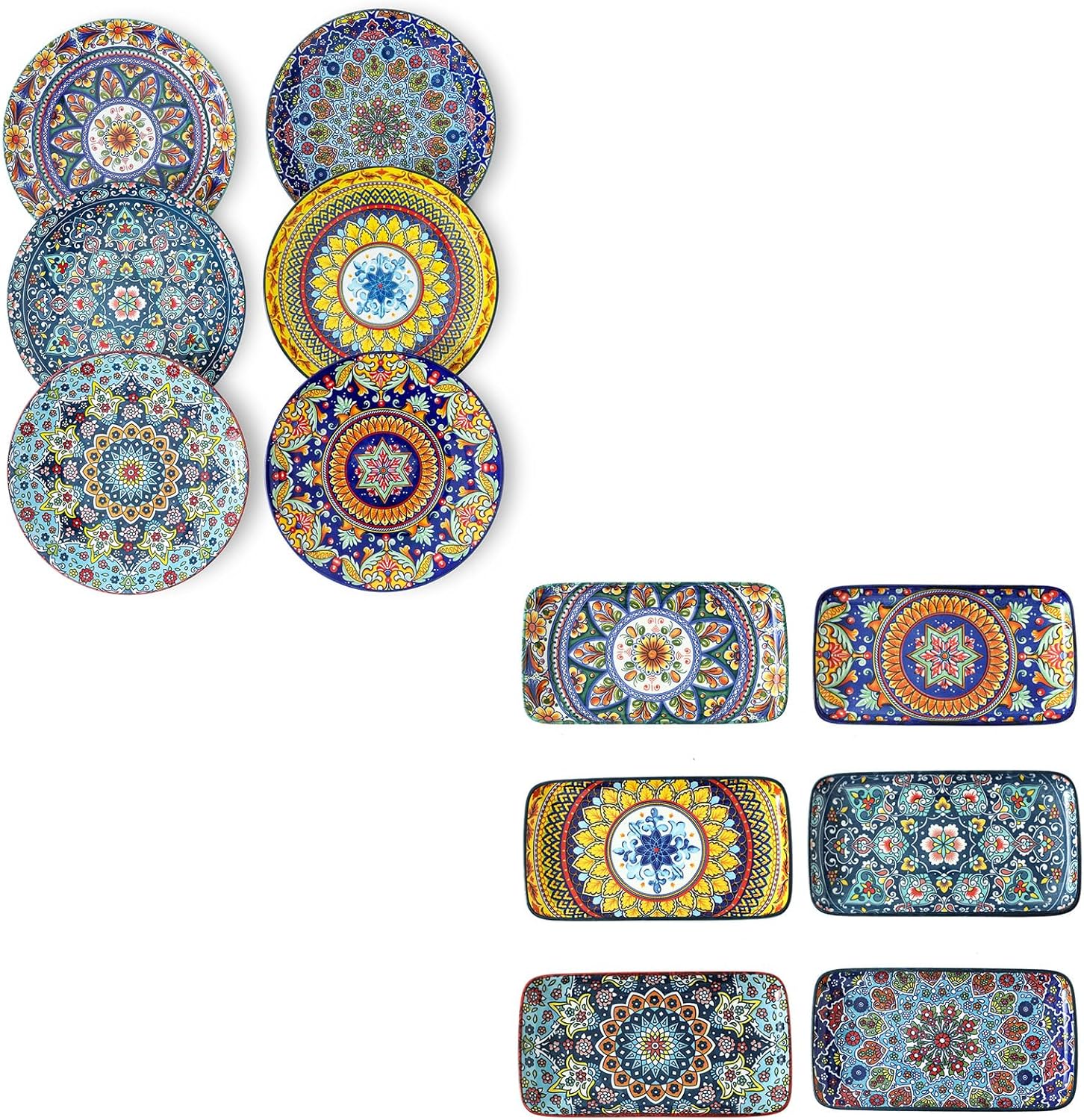 glowworm Ceramic Salad Plates Set of 6, Salad Plates Set of 6, 8.5 Inch Ceramic Dinner Plates