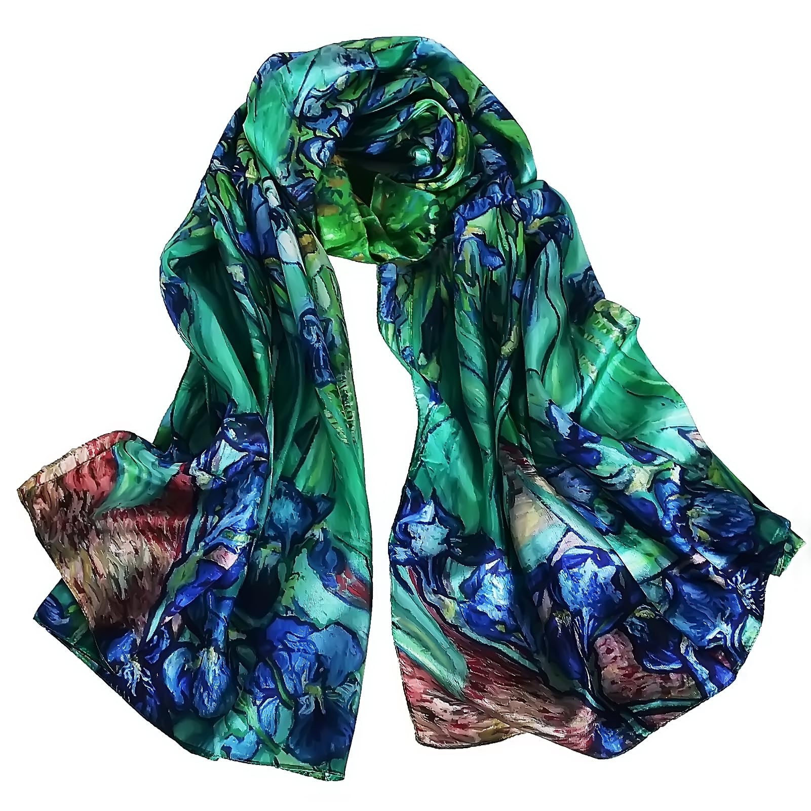 Sichdew Women's 100% Mulberry Silk Scarf Lightweight Long Floral Print Neck Scarf, Beach Wrap & Travel Photography Shawl Gift
