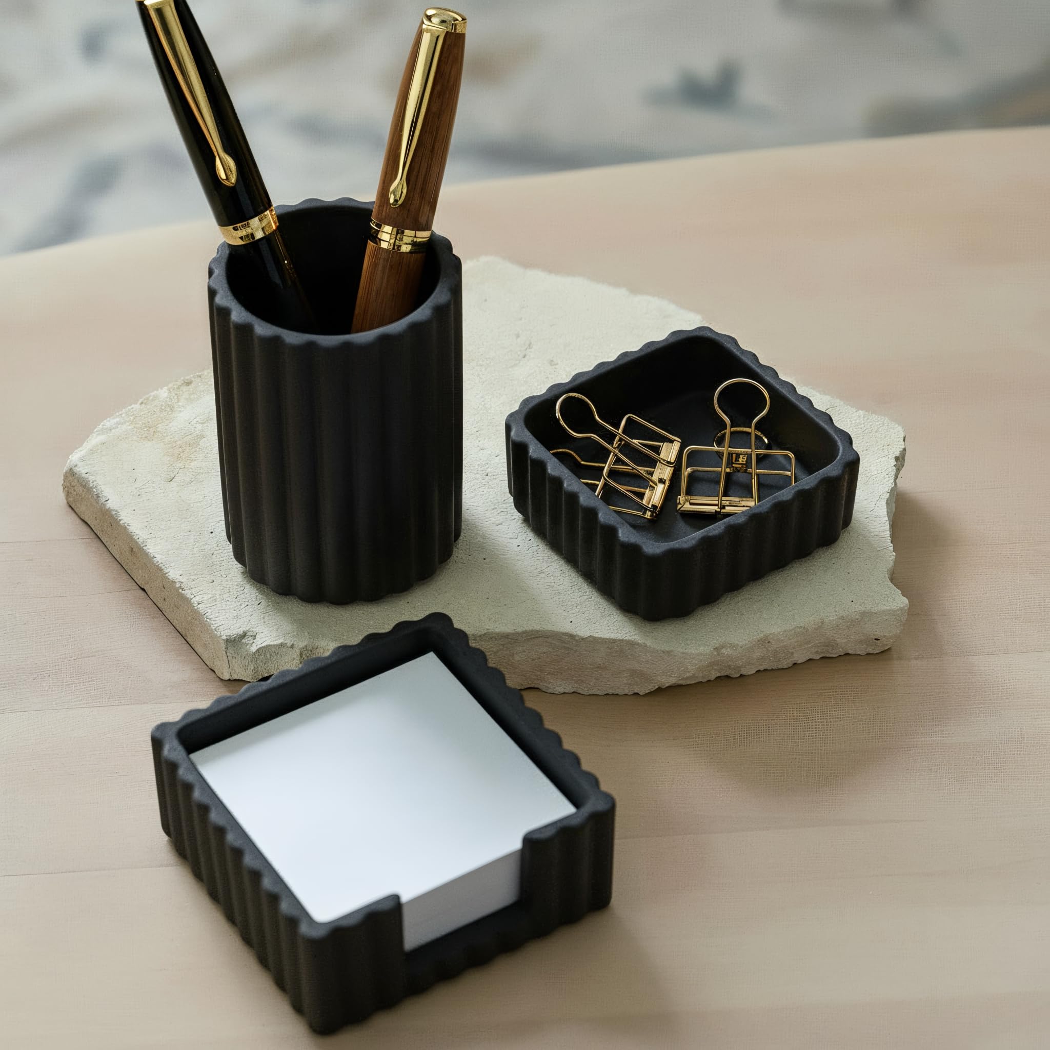 Concrete Desk Organizer Set - Stylish Office Supplies -9