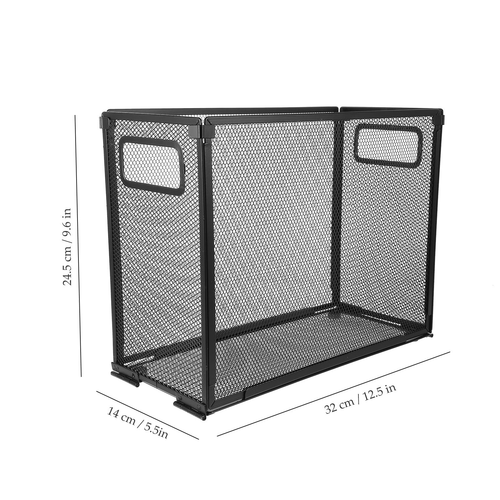 SHINEOFI Organizador de Archivos de Escritorio de Malla de Hierro Negro, Soporte Plegable para Documentos y Papeles, Cesta Multifuncional para Oficina y Dormitorio Escolar