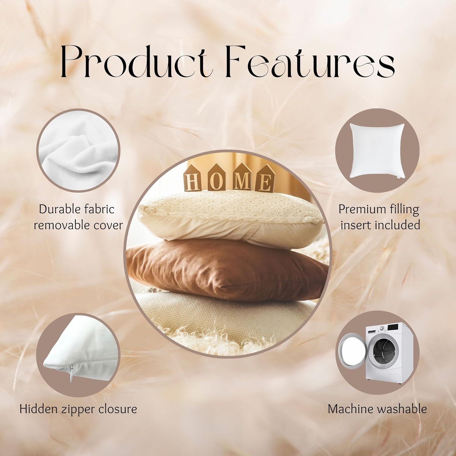 Solid Color Velvet Throw Pillow with Insert Included (Navy Blue, 18"x18"), Decorative Pillow for Sofa, Couch, Bed, Chair Cushion - Image 4