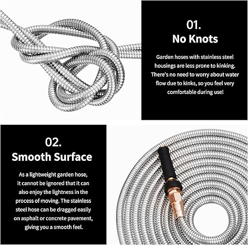 Miniatura 5 de Zhanye Manguera de jardín de acero inoxidable 304 manguera de agua de metal de acero inoxidable muy fuerte y duradero conector de aluminio chapado