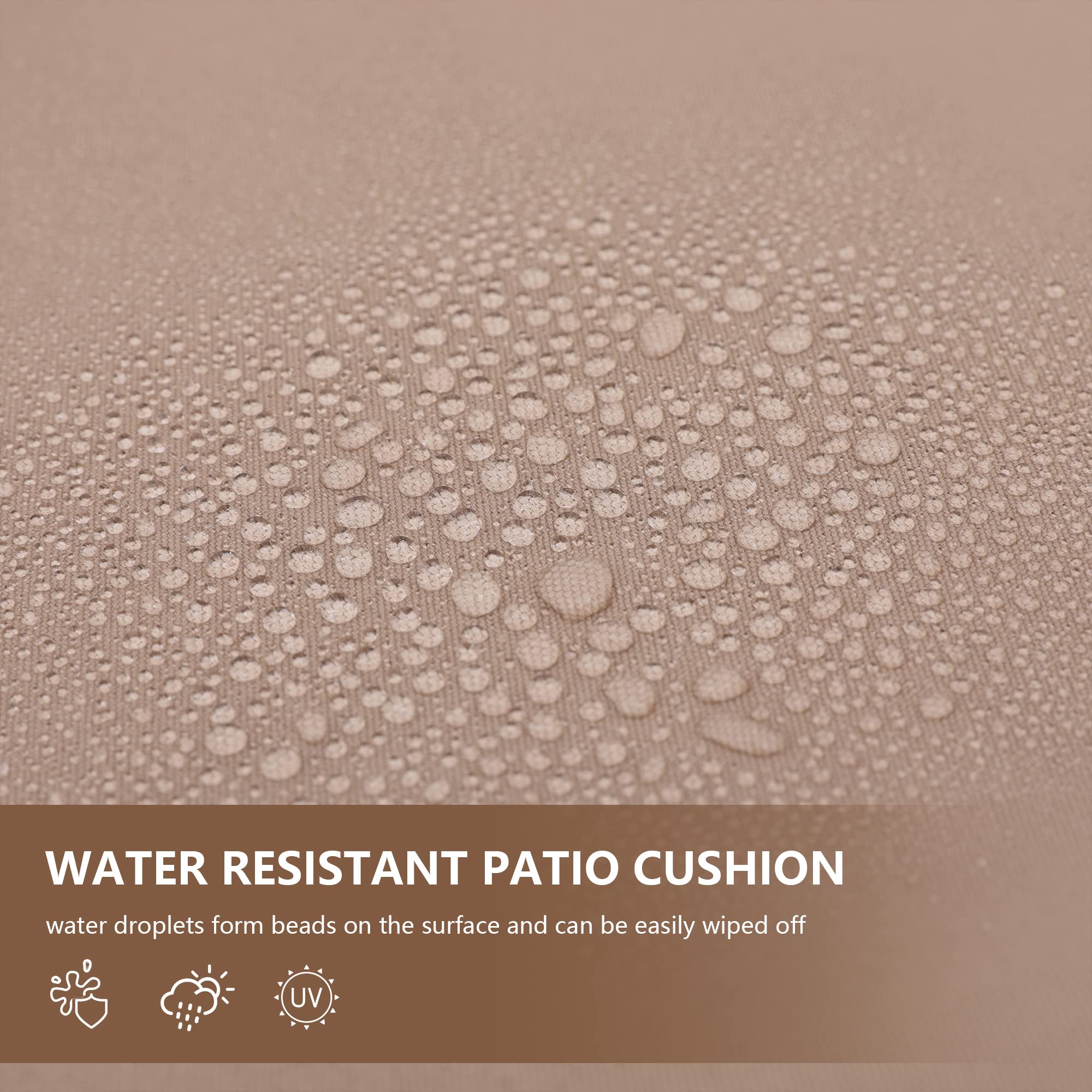 RACE LEAF Patio Seat Cushions 16"x17"x2" Round Corner - Set of 4, Khaki - Indoor/Outdoor Chair Cushions with Invisible Zipper, Water-Resistant Chair Seat Cushion with Ties for Non-Slip Support