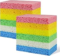 Vista 1 de Esponjas de cocina antiarañazos, 12 unidades, esponjas de celulosa comprimida, esponja biodegradable natural para platos de cocina, baño, autos
