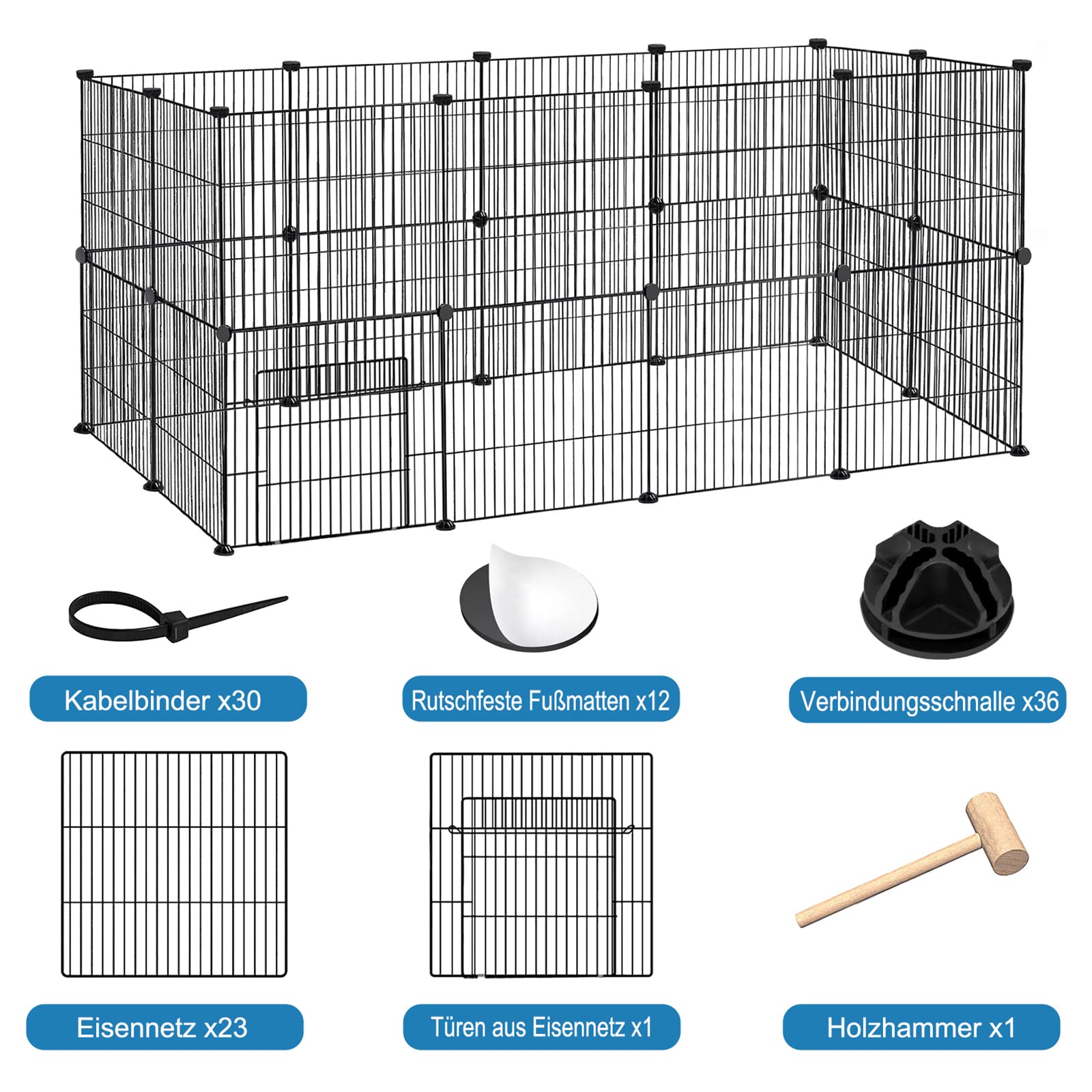 Enclos Extérieur en Maille Métallique pour Petits Animaux - Cage pour Cochons d'Inde, Chiots et Lapins - Intérieur et Extérieur