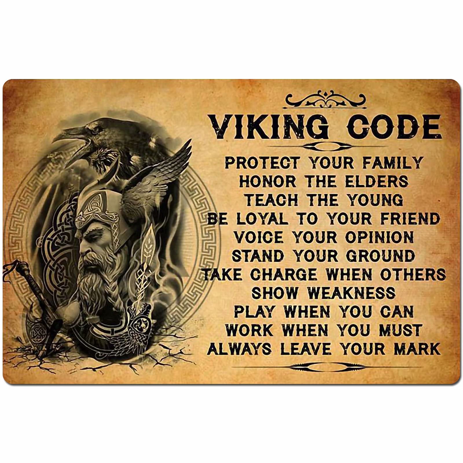 Yzooiyl Viking Metal Tin Sign,Viking Code,Wall Decor for Home Bar Restaurant Cafe Pub Outdoor 8x12 Inch