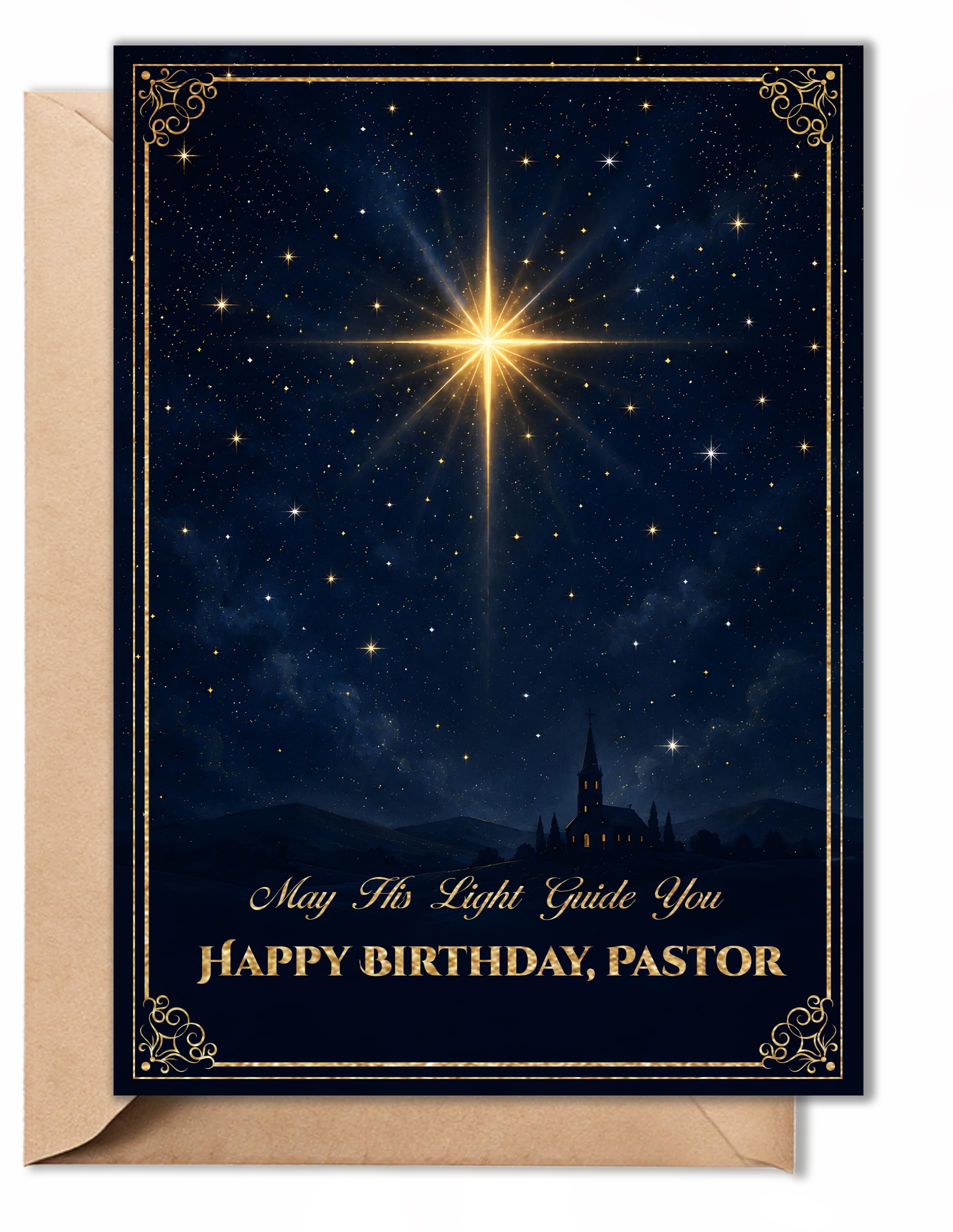 TRIDECOR Pastor Birthday Card, Christian Folded 5x7 Card with Envelope