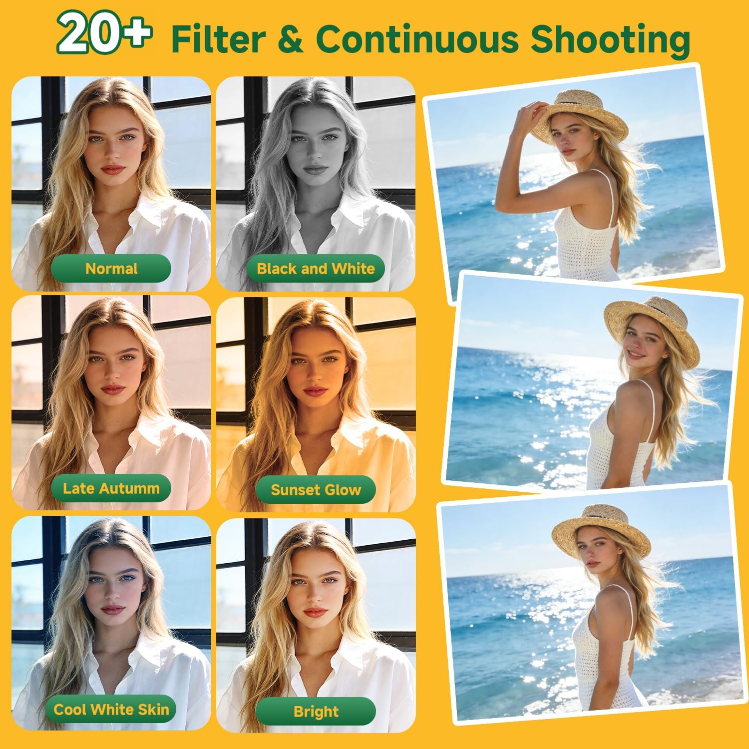 Digital Camera,4K 48MP Compact Camera fo Teens,16X Zoom Anti Shake,21 Filters,Framing Grid, Date Stamp,Slow Motion,MP3 Function, 32GB SD Card,Compact Small Camera for Boys Girls,Green