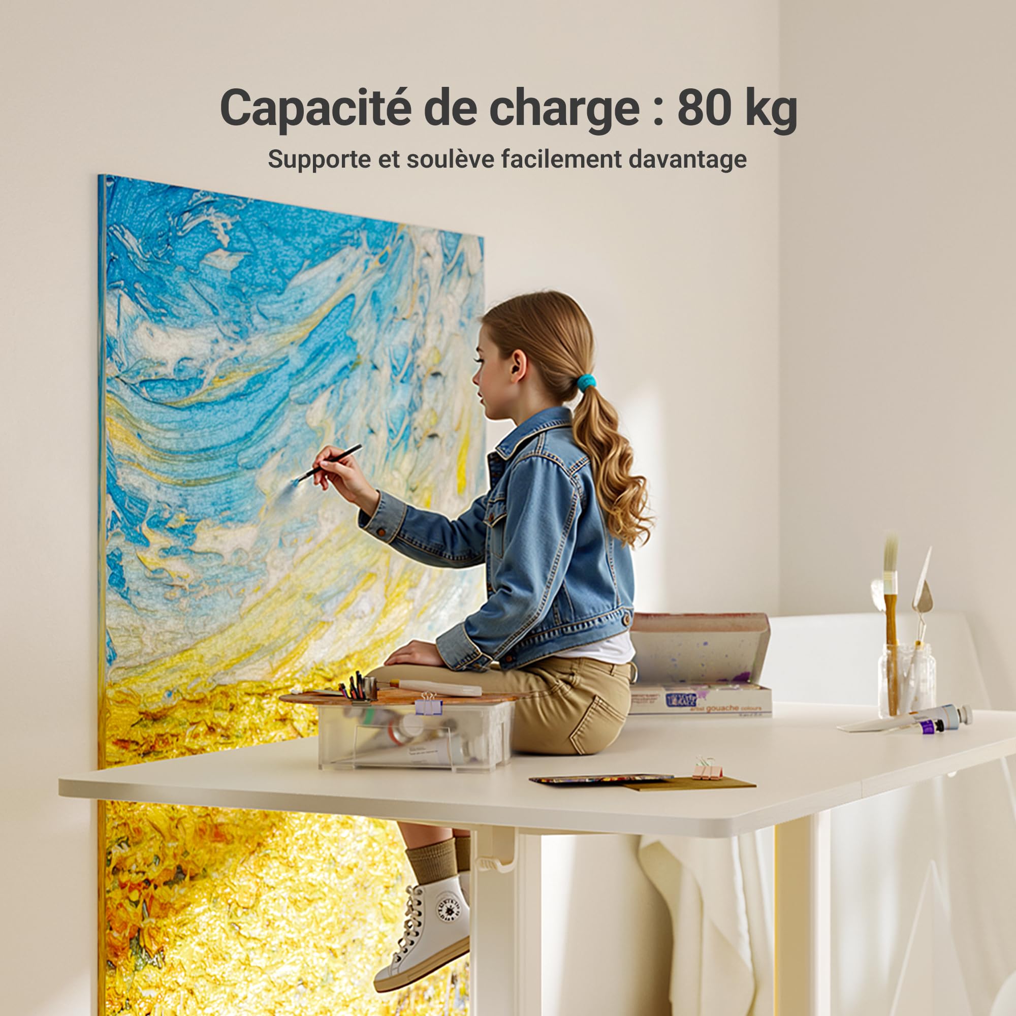 Claiks Bureau Électrique Réglable en Hauteur (FSC®) - Bureau Assis-Debout avec Mémoire, Gestion De Câbles, Moteur Silencieux, Design Ergonomique, Idéal pour Télétravail (Blanc, 160 x 80 cm)