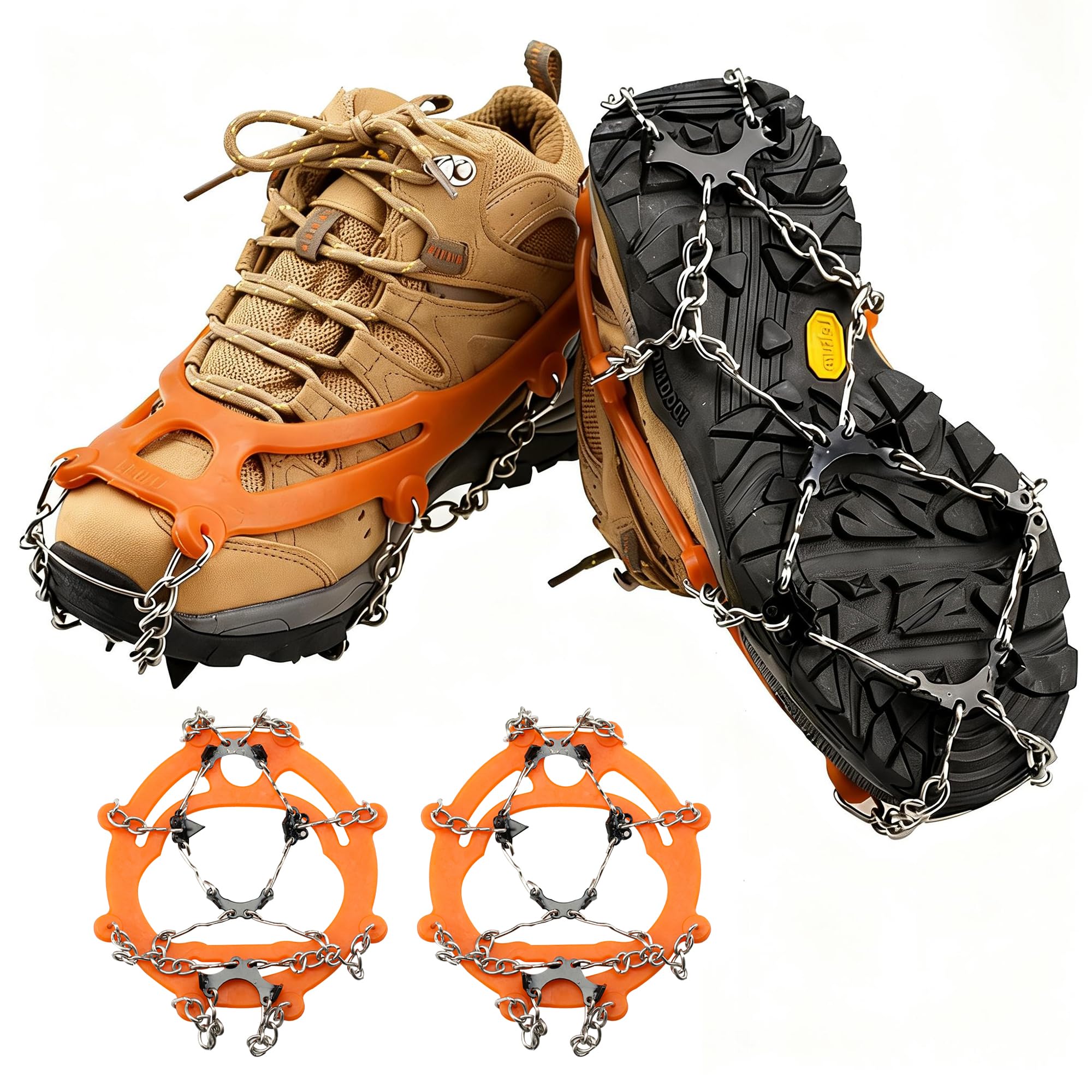Crampons Véritables Pointes en Acier Inoxydable et Silicone Durable Anti-Slip Crampons de Glace Crampons de Neige pour la Marche Randonnée Alpinisme en Hiver
