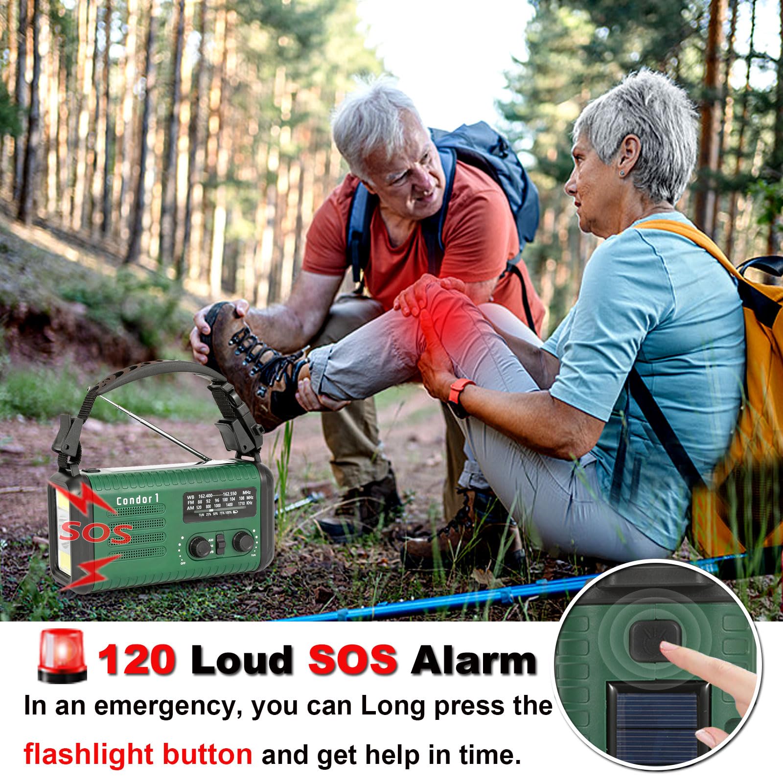 20000 mAh/74000 mWh zwengelradio op zonne-energie AM/FM/NOAA radio met telefoonlader, SOS-alarm, zaklamp en leeslamp voor noodgevallen, orkaan, camping