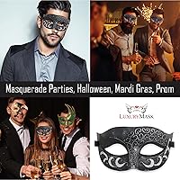 Vista 25 de Máscara de mascarada para hombre, máscara de aspecto antiguo para Halloween, fiesta veneciana, fiesta de máscaras y baile de máscaras