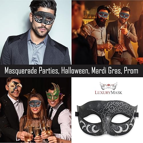 Miniatura 4 de Máscara de mascarada para hombre, máscara de aspecto antiguo para Halloween, fiesta veneciana, fiesta de máscaras y baile de máscaras
