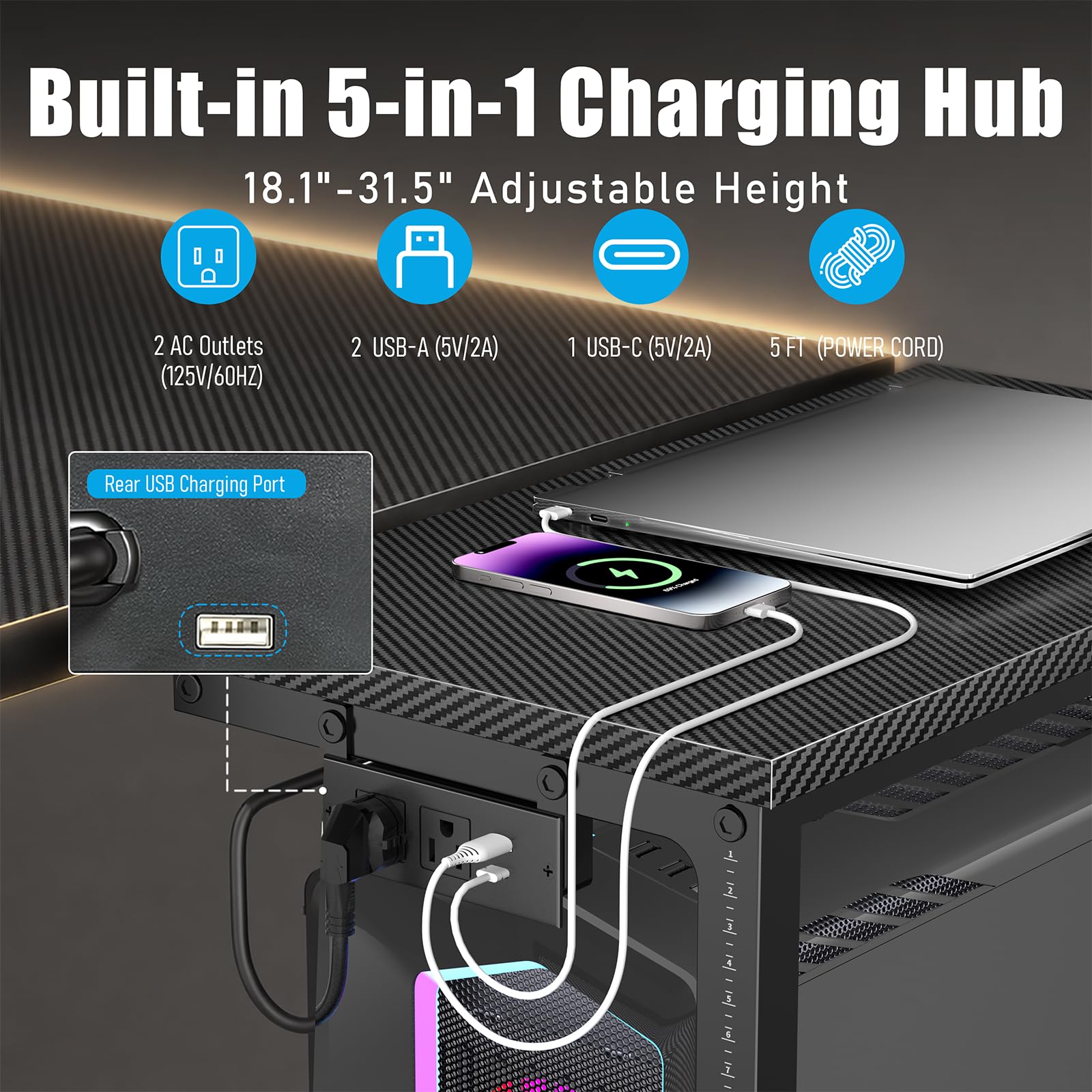 Sedegn Verstellbarer Computer-Turmständer - 46-80 cm - für einfachen