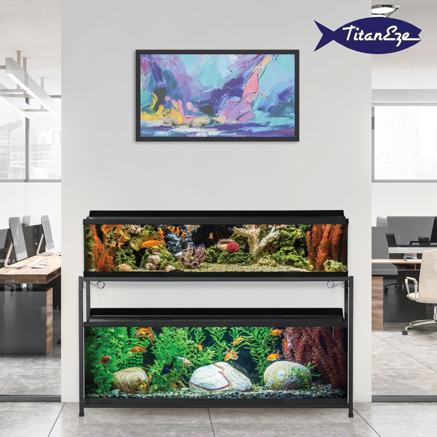 TITANEZE 75 Gallon Double Aquarium Stand (2 Stands in 1), Fish Tank Stand, Bird Cage Stand, 50.5" W x 32" H x 18.5" D