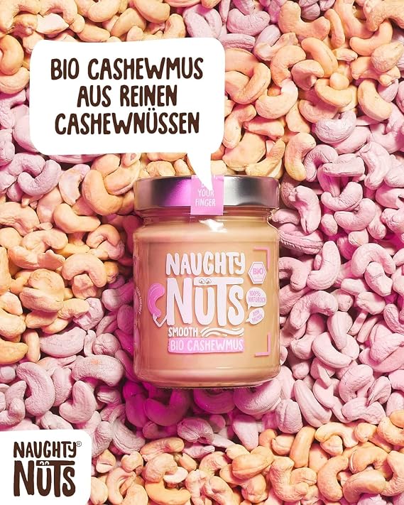 NAUGHTY NUTS Bio Cashew Butter Smooth | 100% cashew nuts | No palm oil and sugar | 100% natural and vegan | Ideal as a topping for muesli | 500g