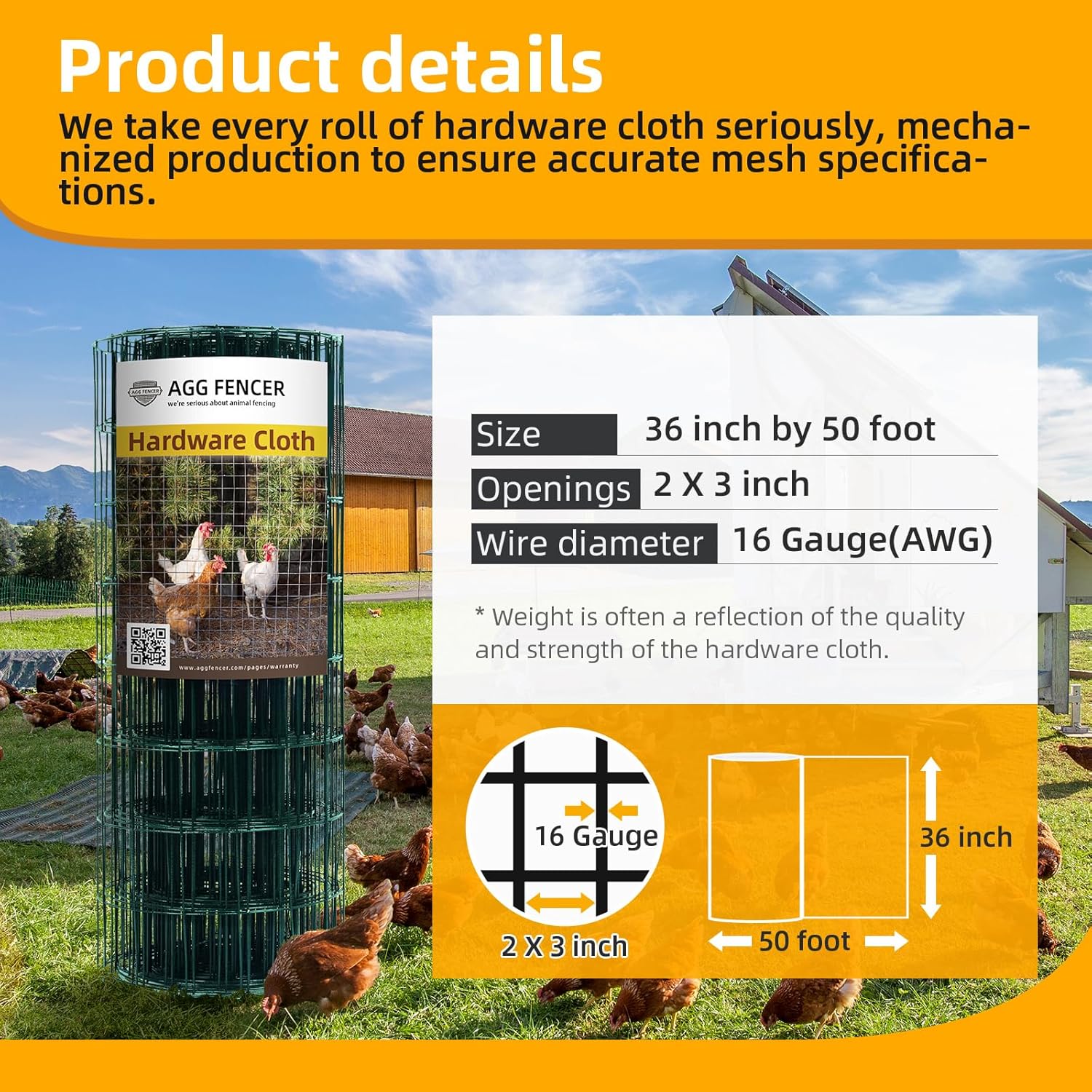 36in x 50ft green hardware cloth 2x3 inch 16ga pvc coated wire mesh vinyl coated fence, welded metal chicken wire fencing roll, garden plant fencing, for chicken coop and home improvement 2x3 inch 36in x 50ft green