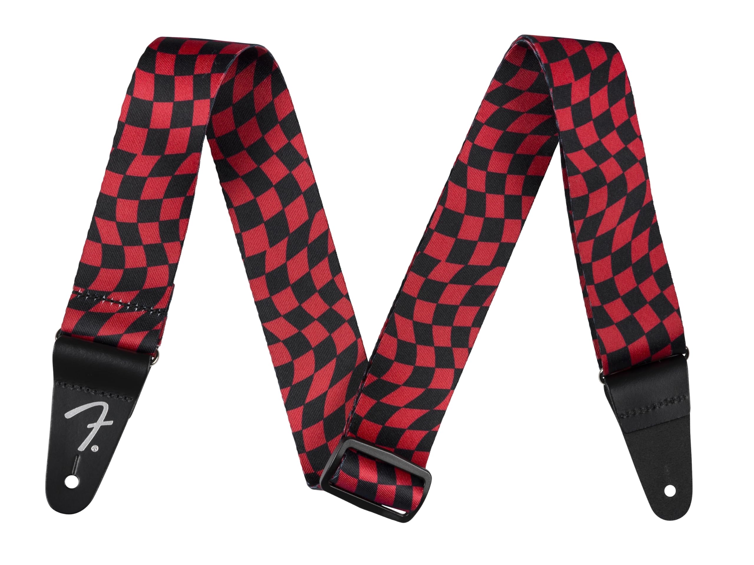 Fender Wavy Checkerboard Polyester Strap, Red