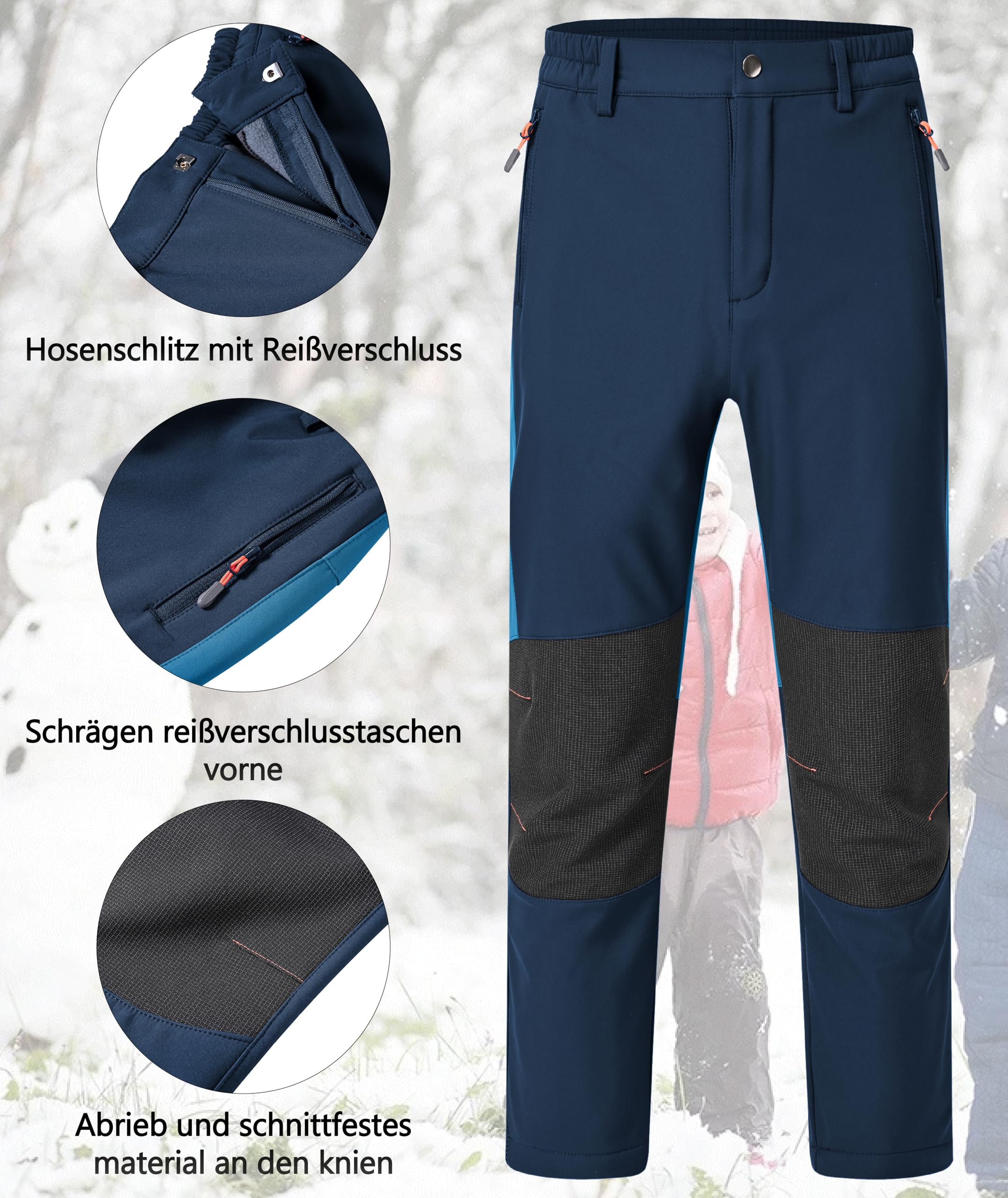 Zoofly Pantalon Ski Enfant Imperméable Chaud Fille Garçon Softshell