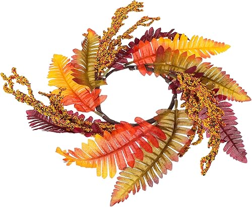 Miniatura 3 de LUOZZY Anillo de vela de hoja artificial, diseño de otoño, para mesa de cena, corona, accesorios para fiesta de Acción de Gracias