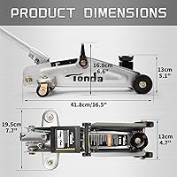 Vista 2 de TONDA gato elevador hidráulico portátil para auto, capacidad de 2 toneladas (3,800 lb), plateado
