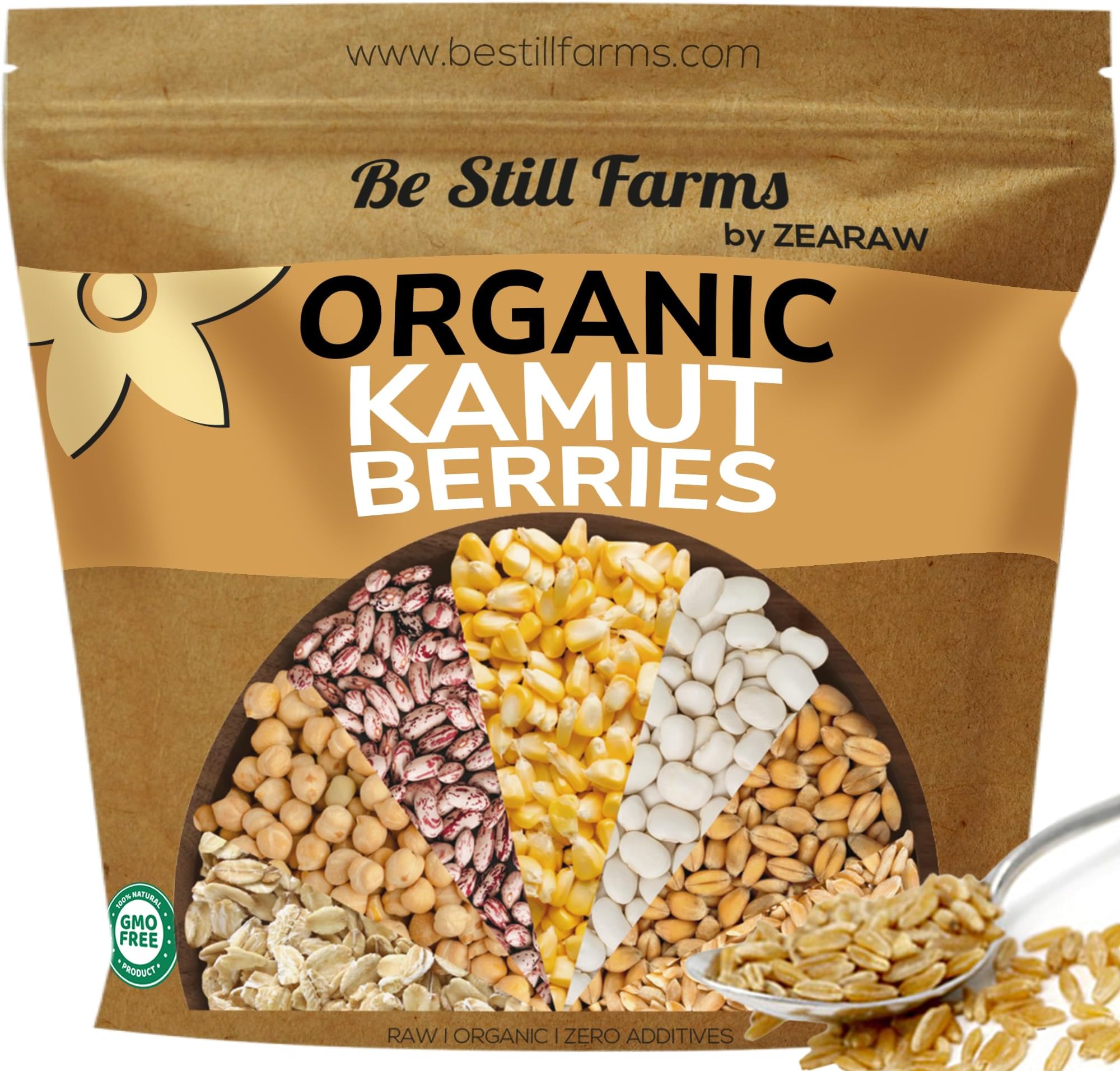 Be Still Farms Organic Kamut Wheat Berries Khorasan (4.8lb) - Ancient Whole Grain Bulk - Ideal for Flour, Pasta, Salads, Soups - High in Fiber & Protein | USA Grown | USDA Certified | Vegan | Non-GMO