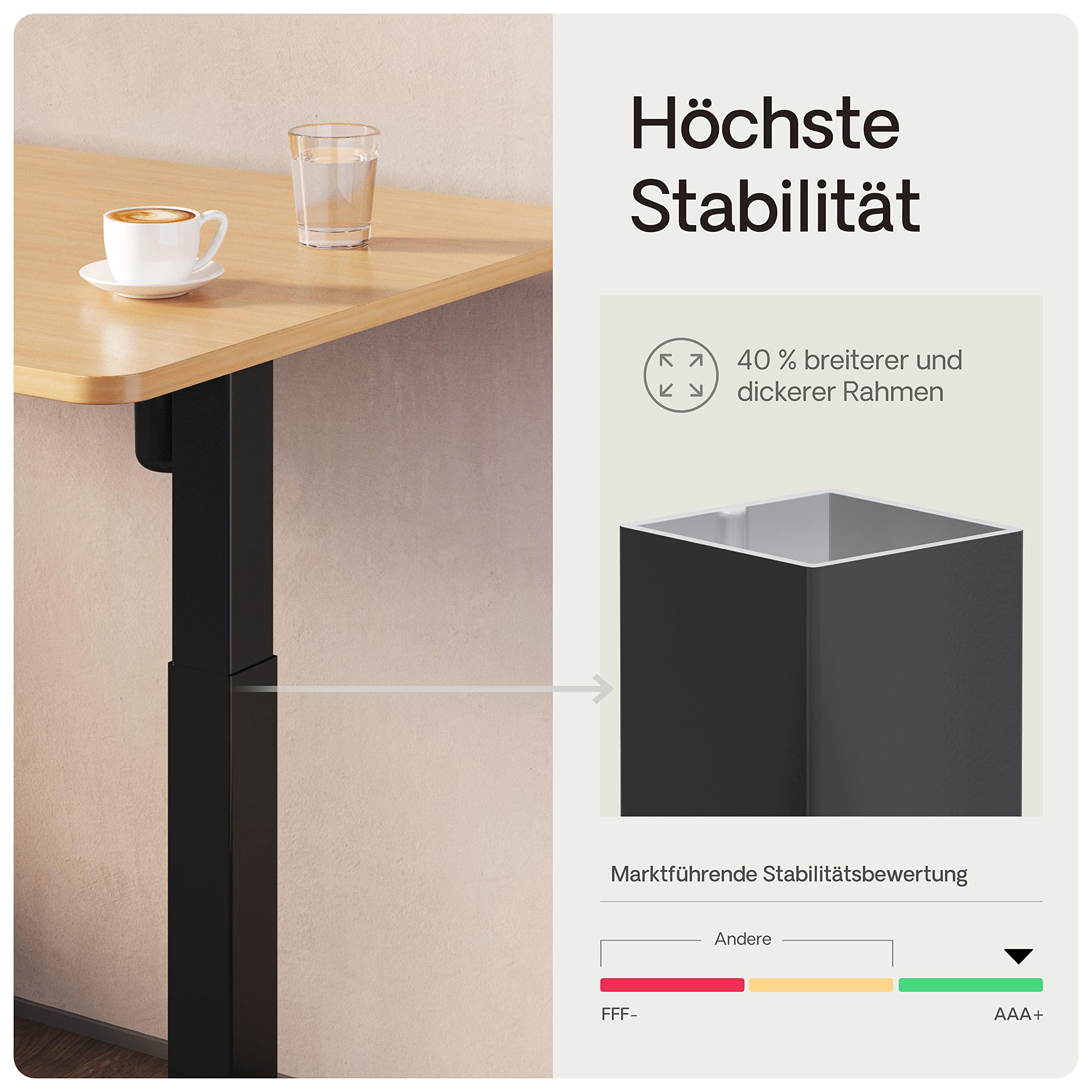 Desktronic HomeOne Höhenverstellbarer Schreibtisch Gestell Elektrisch – Schreibtisch Höhenverstellbar Rahmen, Stabil & Wackelfrei, Dual Motor, 120 kg, Memory-Funktion