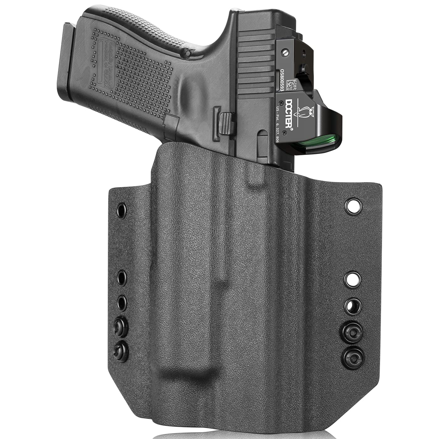 Glock 17/19 TLR1/TLR1S/TLR1 HL Holster, OWB Kydex Holster Optic Cut Fit: Glock 17/19/44/45 (GEN 1-5)&G23/32 (Gen 3-4) TLR-1/TLR-1S/TLR-1 HL, Outside Waistband Carry, Adj. Carry Position, Right Hand