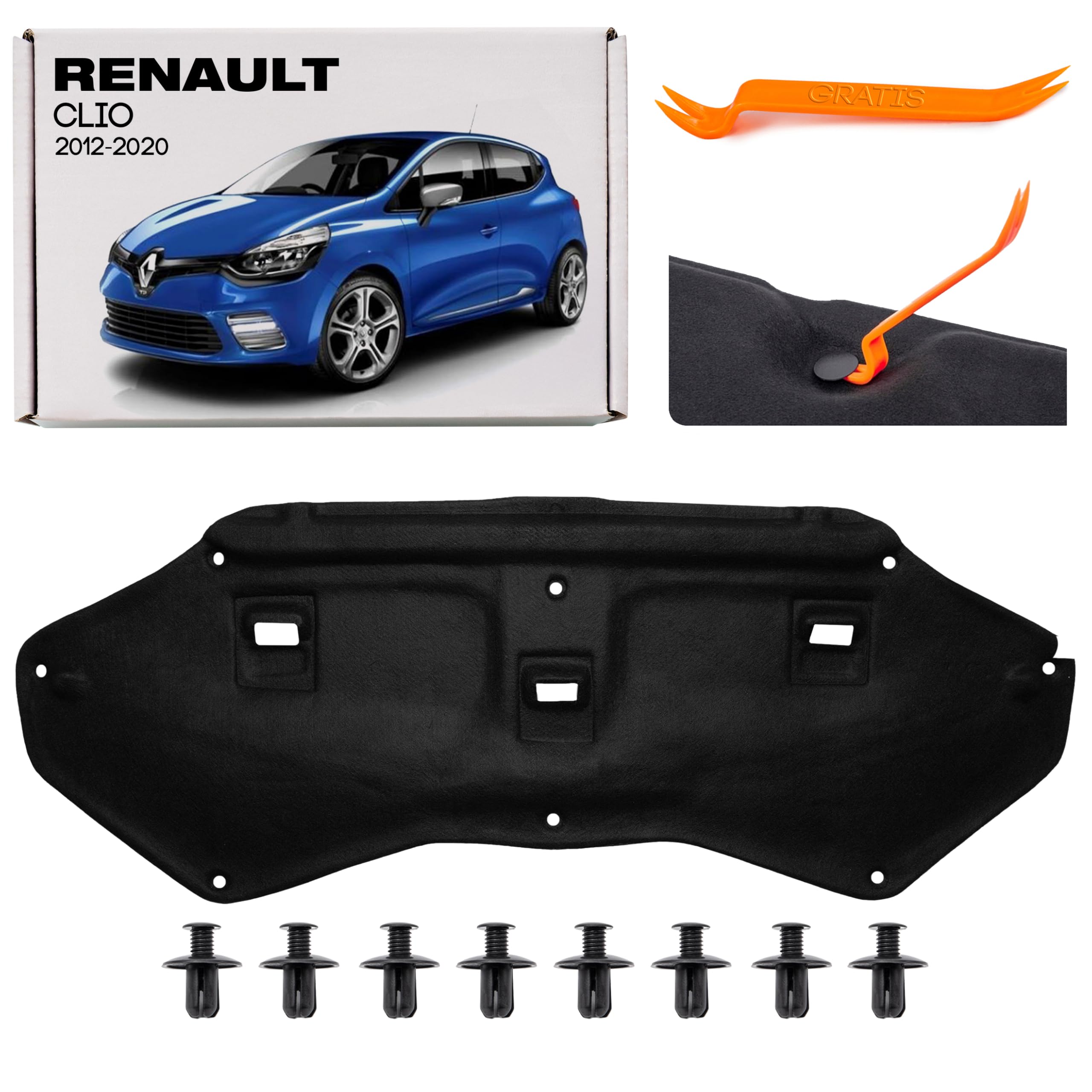 Motorhaubendämmung Schalldämmung der Motorhaube Motorhauben-Dämmmatte MIT CLIPS FÜR RENAULT CLIO IV 2012-2020 GRANDTOUR/HATCHBACK/RS 658404618R