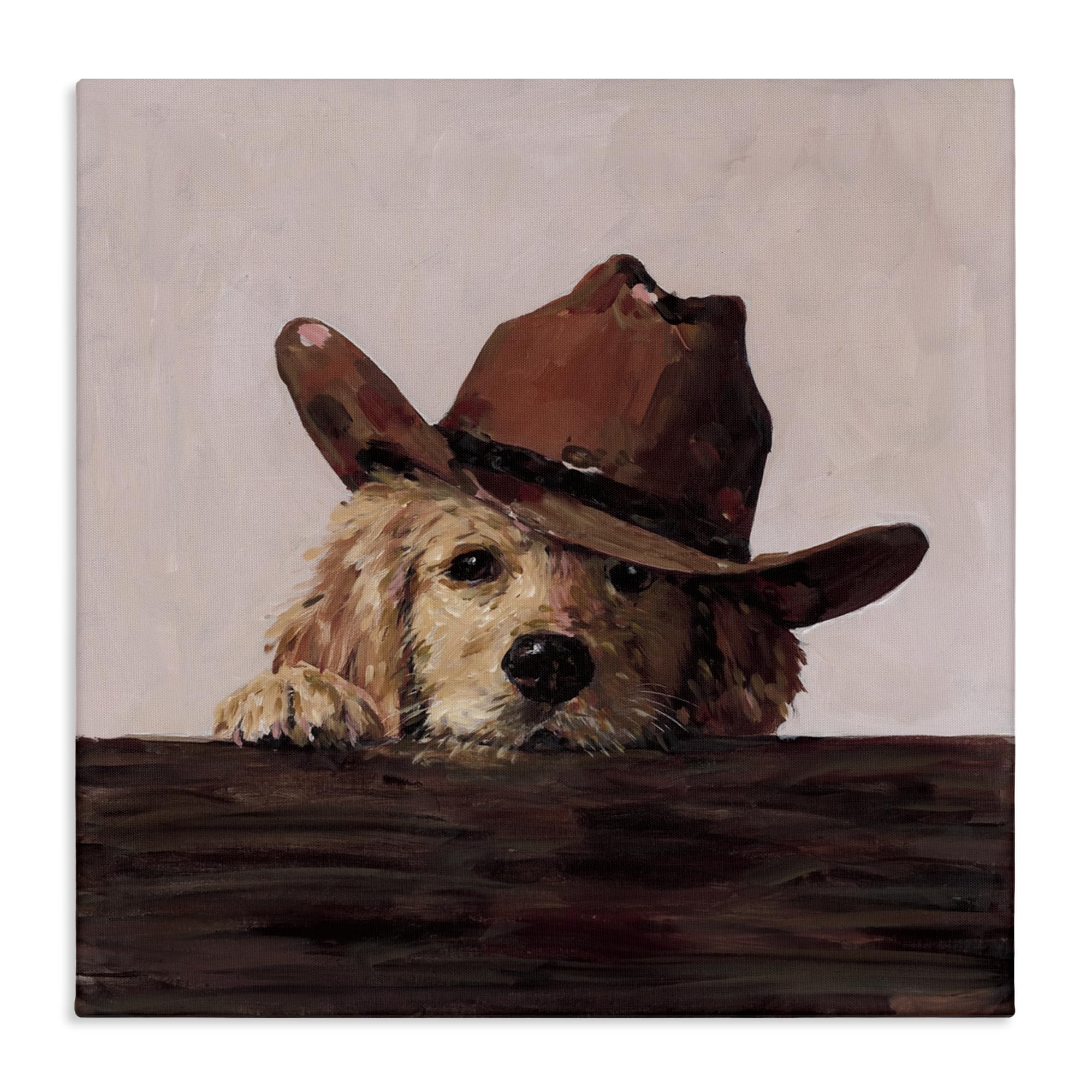 Stupell Industries Unframed Peeking Cowboy Dog Western, 36 X 36 Inch Canvas Wall Art
