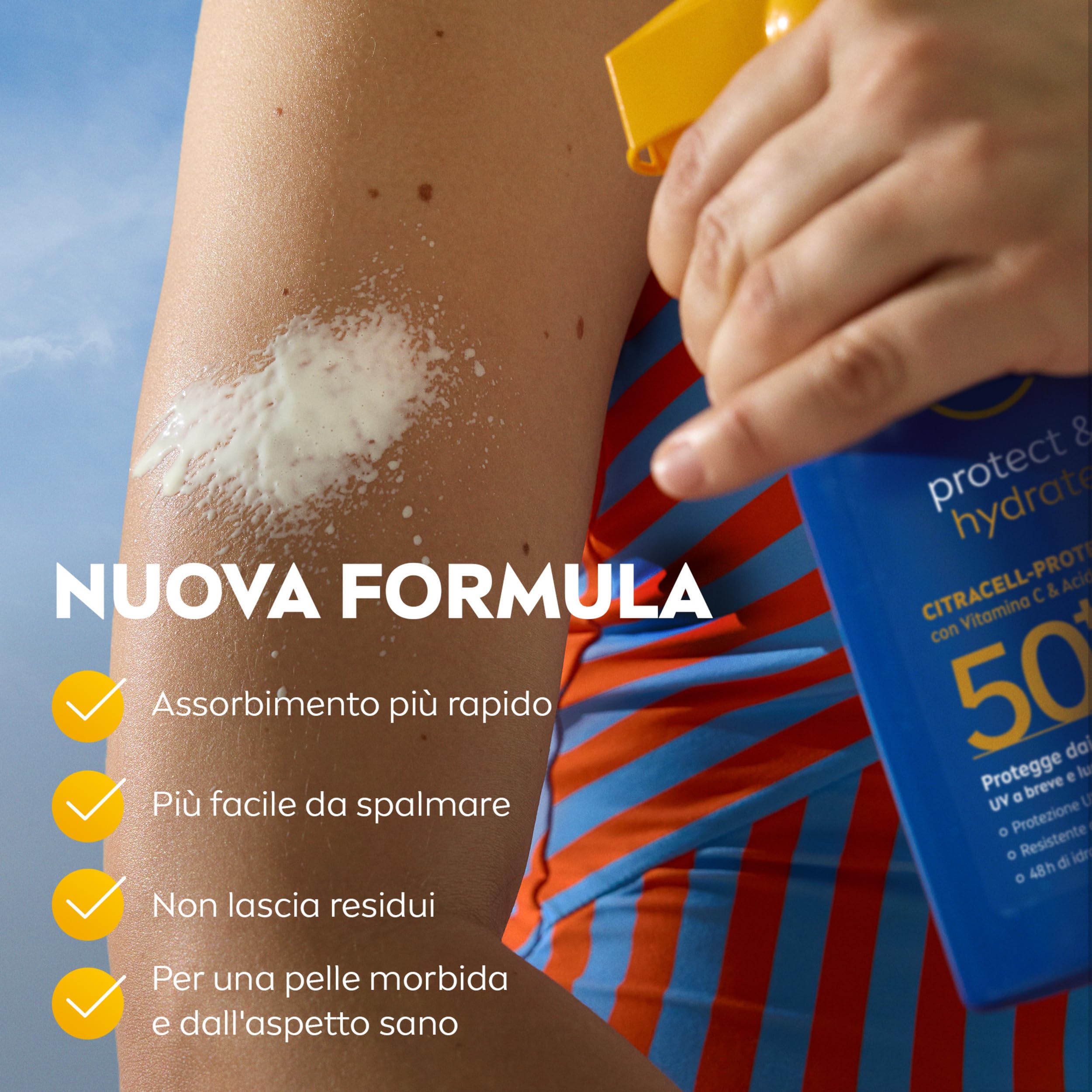 NIVEA SUN Protect & Hydrate Maxi Spray Solare SPF 50+ 270 ml, Crema solare 50 spray idratante 48h ad assorbimento rapido, Protezione solare 50+ resistente all'acqua con Vitamina C e Acido Ialuronico