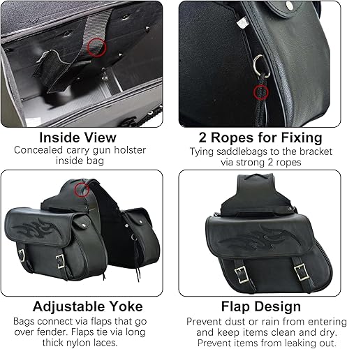 Miniatura 5 de Dream Apparel Alforjas de Silla de Montar de Cuero de Piel Natural para Motocicleta, Alforjas Laterales Colgantes para Motocicleta para Honda Shadow