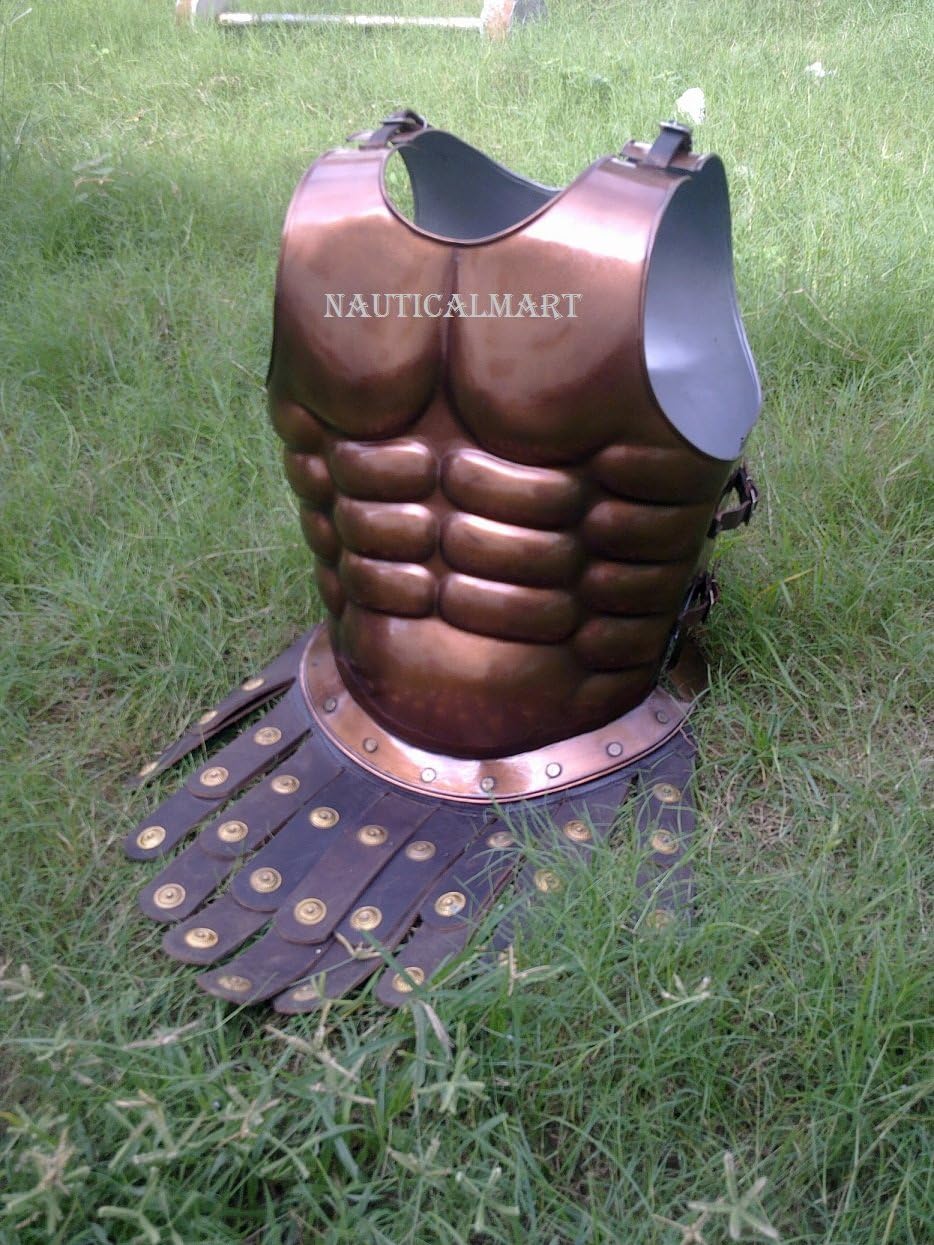 NauticalMart Medieval Roman Greek Muscle Armor Reenactment Costume With Leather Apron Belt