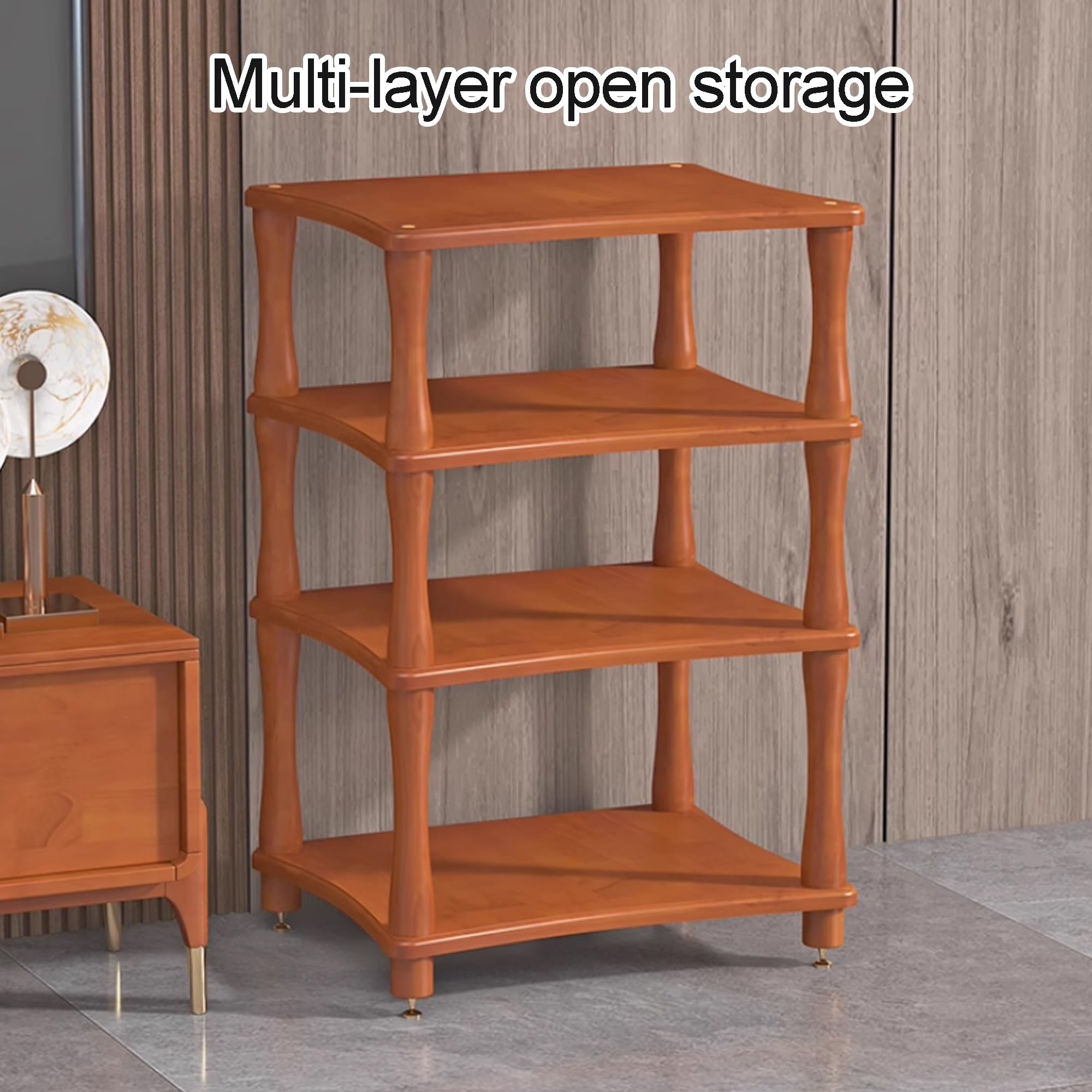 Stojak multimedialny AV, wieża audio do odtwarzacza płyt CD i odbiornika, stylowa szafka ekspozycyjna do salonu, pokoju gier, pokoju nagraniowego, oryginalne drewno, 60 x 48 x 86 cm